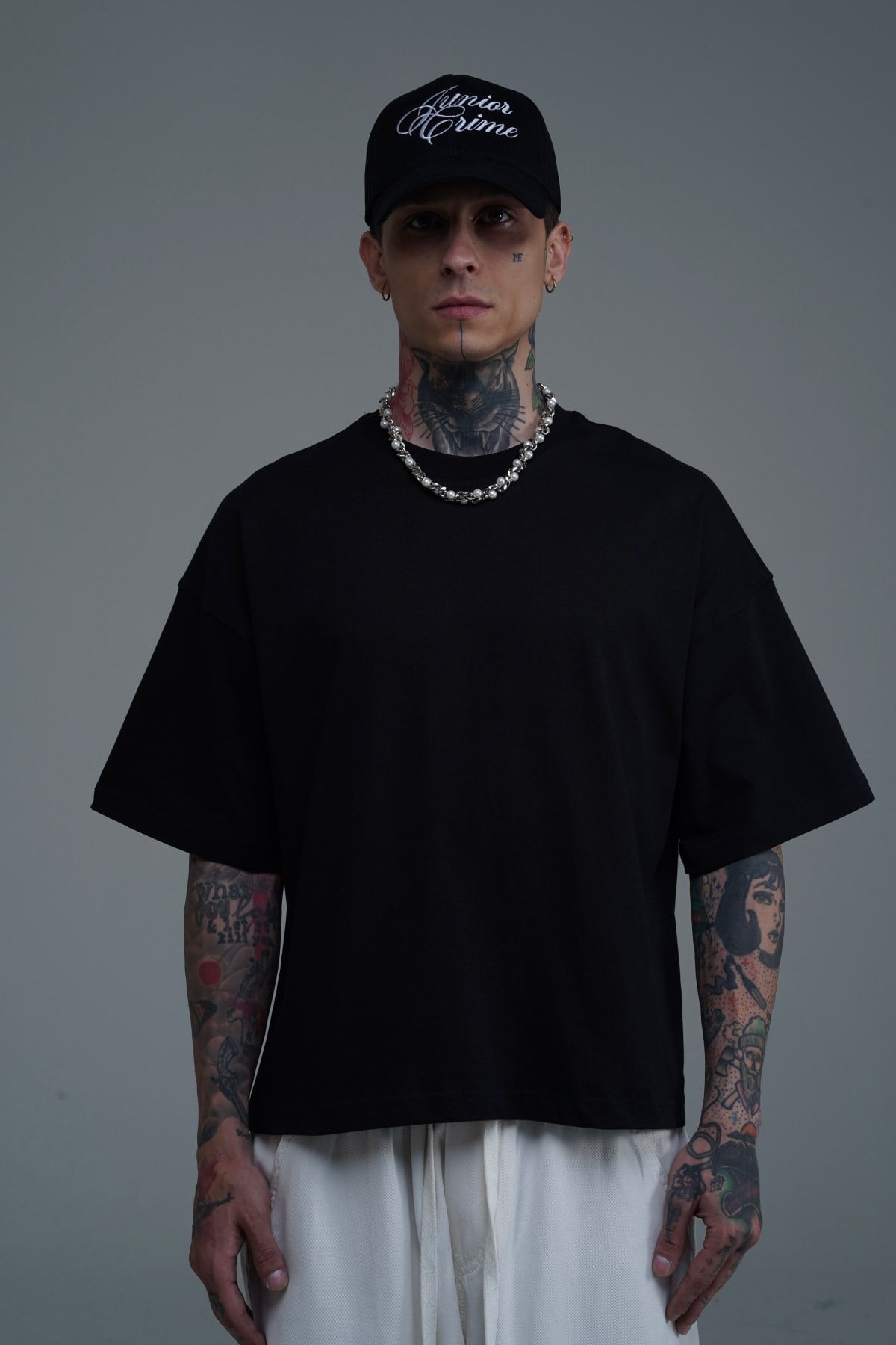 JR Siyah Boxy Fit Basic Oversize Tshirt