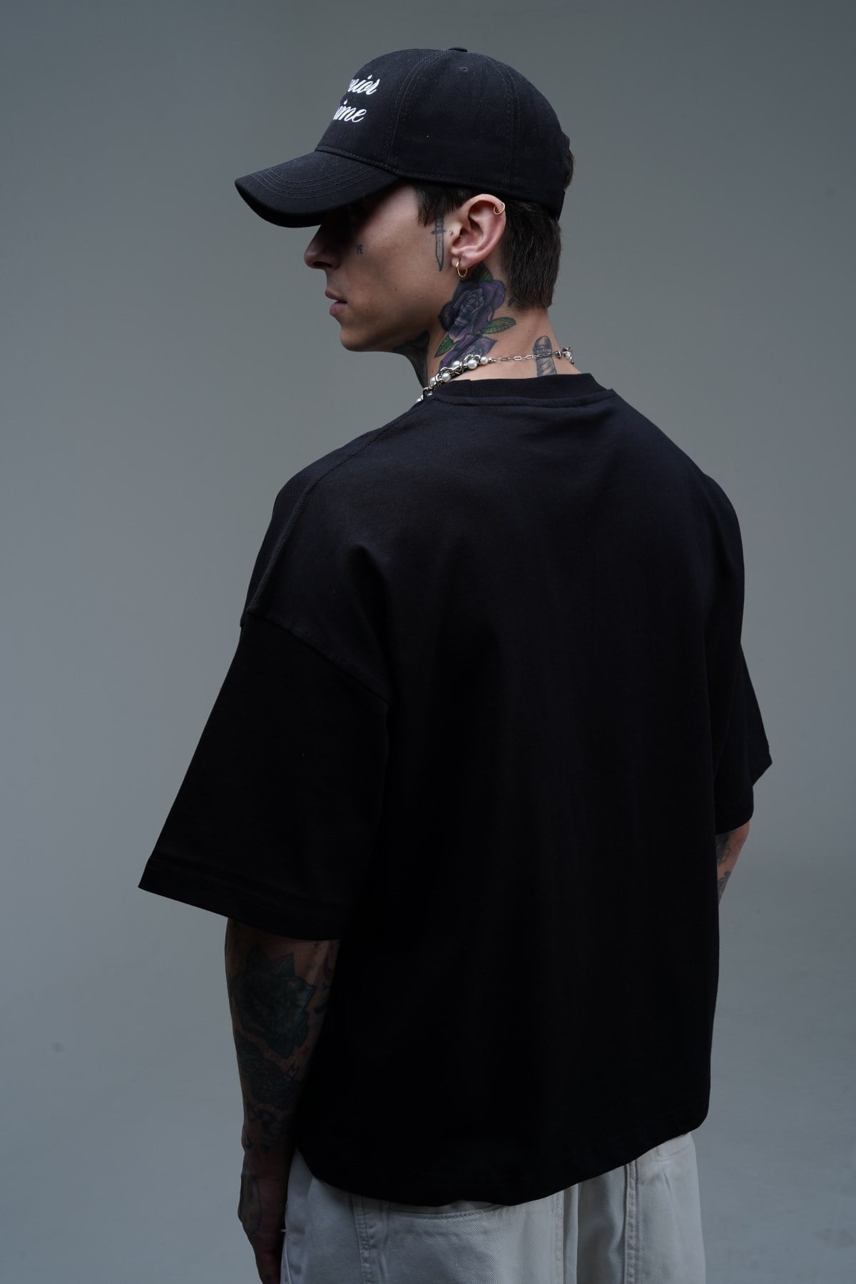 JR Siyah Boxy Fit Basic Oversize Tshirt