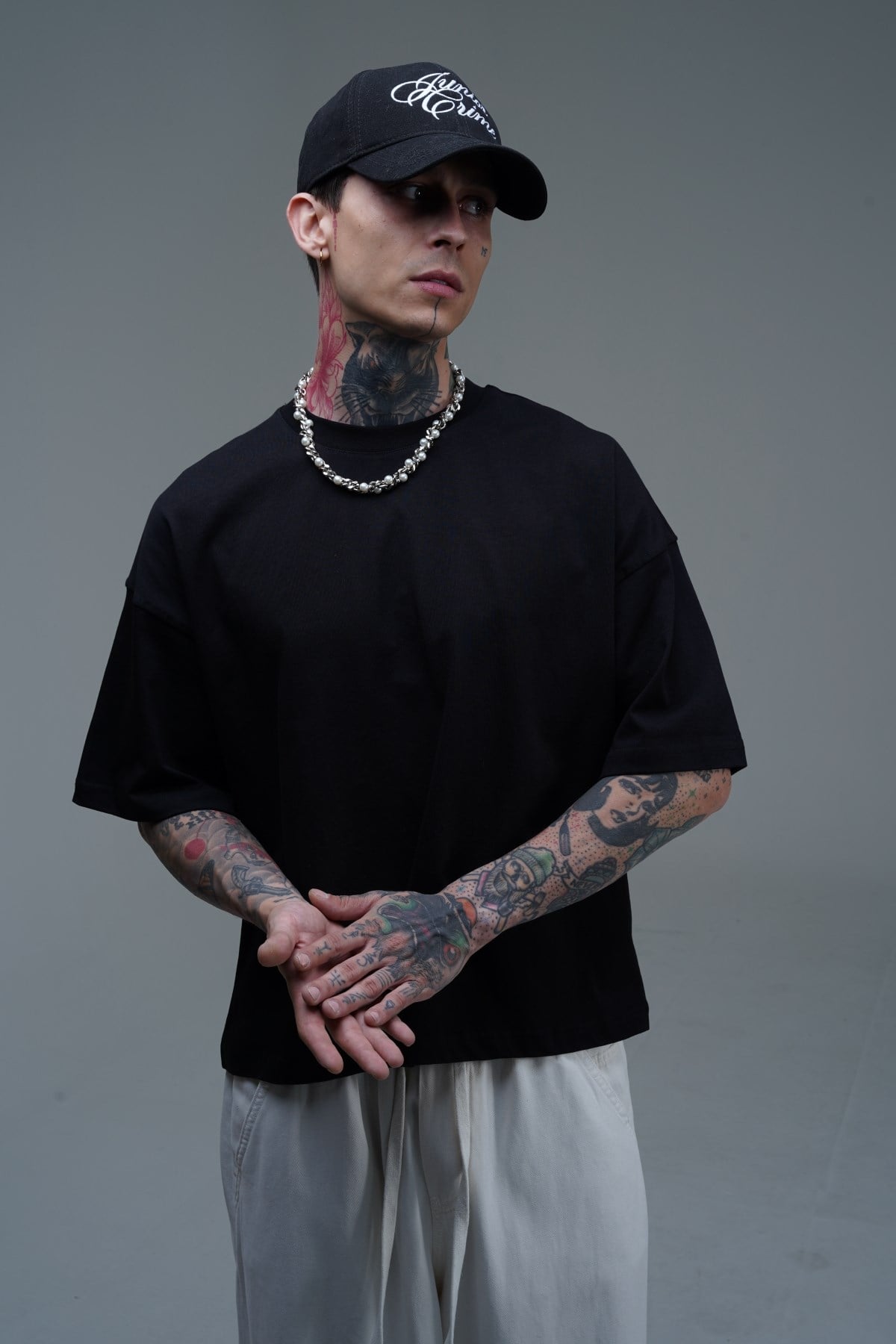 JR Siyah Boxy Fit Basic Oversize Tshirt