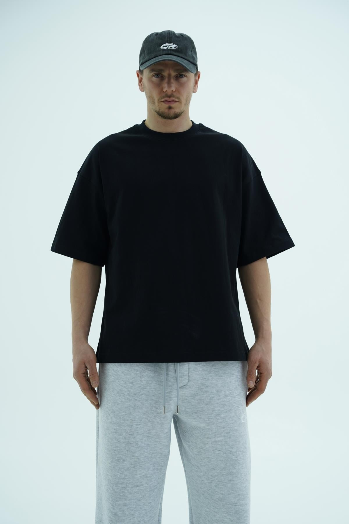JR Siyah Boxy Fit Basic Oversize Tshirt