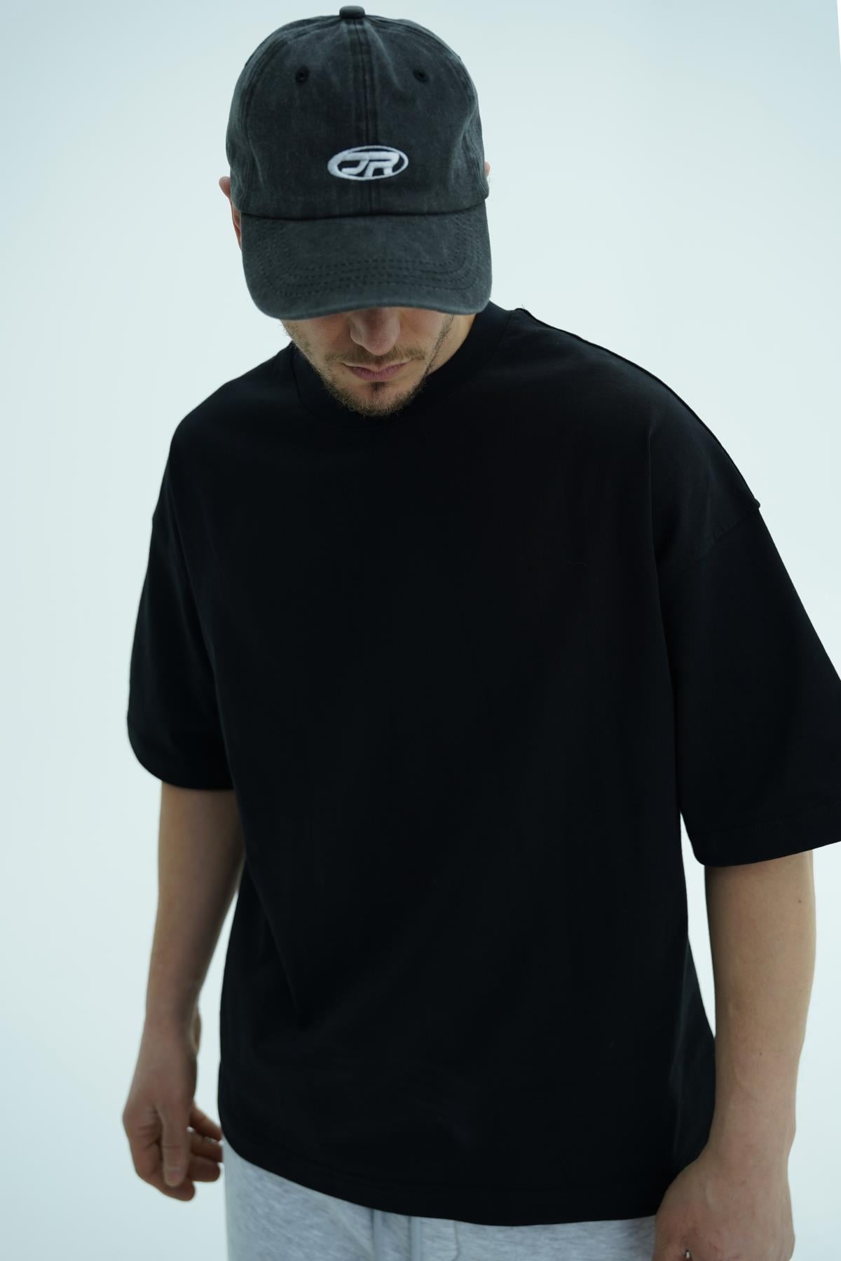 JR Siyah Boxy Fit Basic Oversize Tshirt