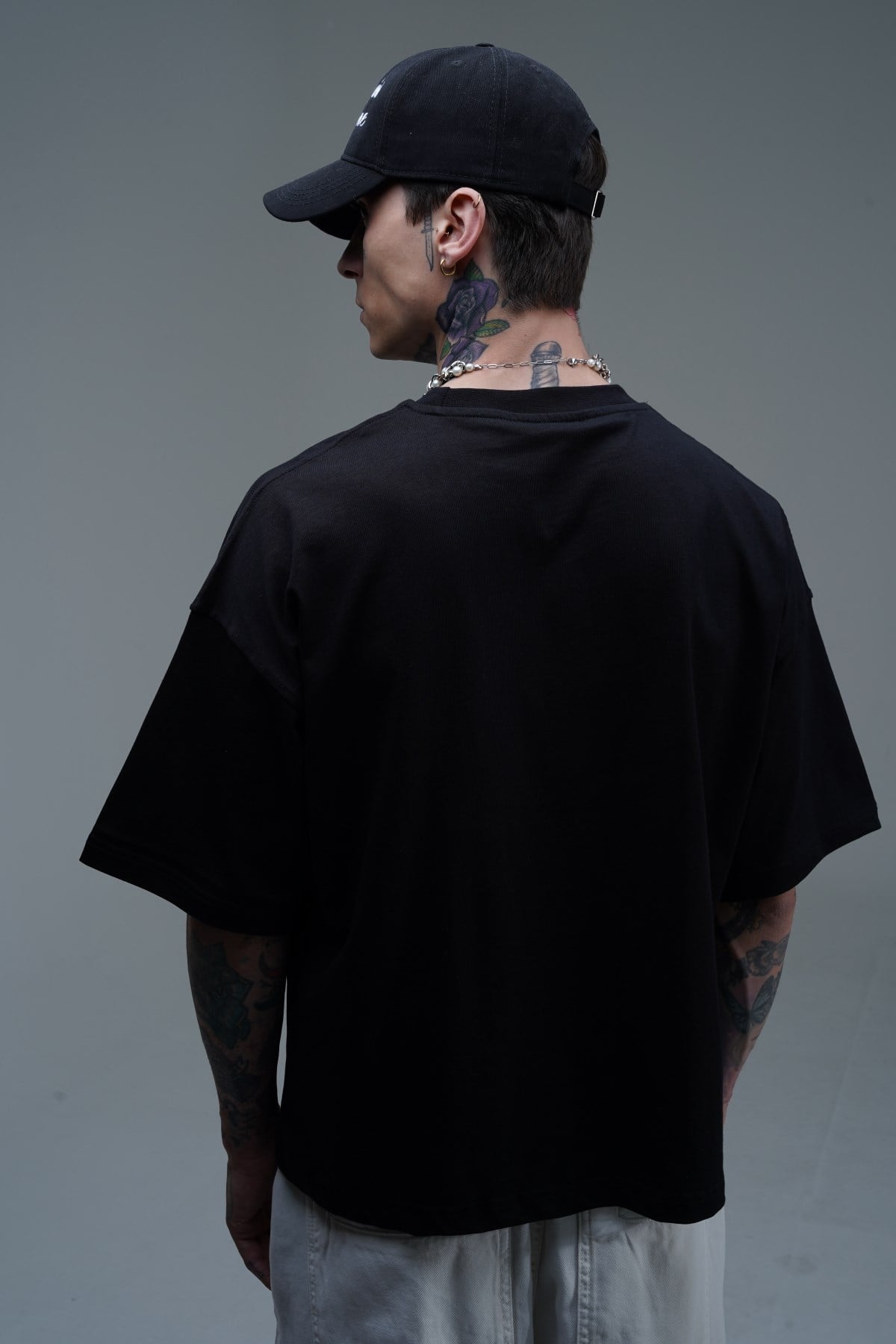 JR Siyah Boxy Fit Basic Oversize Tshirt