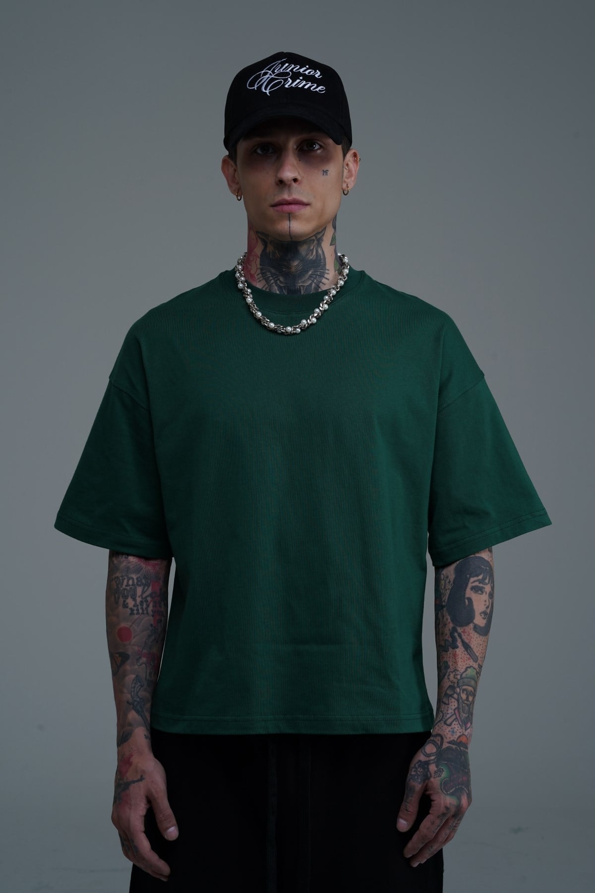JR Yeşil Boxy Fit Basic Oversize Tshirt