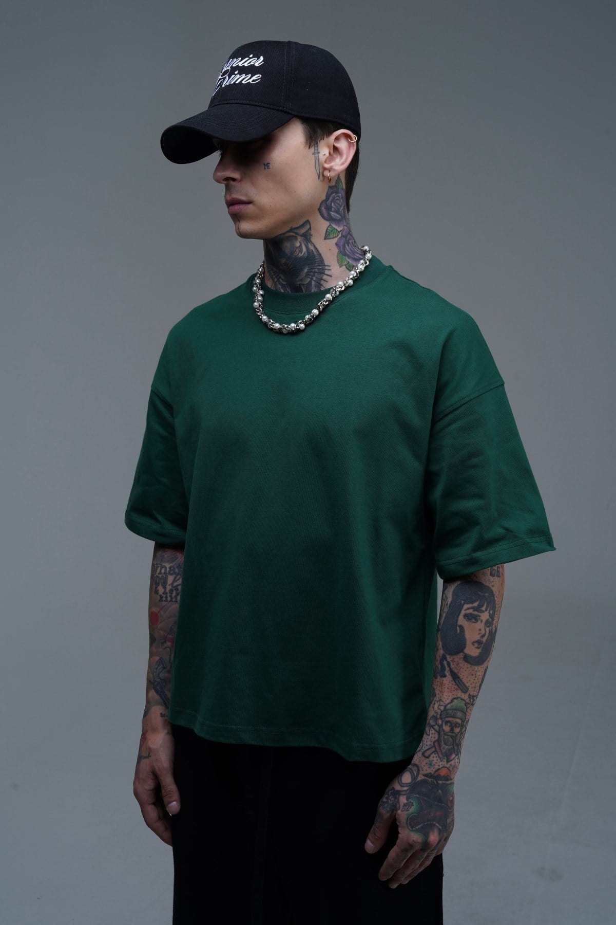 JR Yeşil Boxy Fit Basic Oversize Tshirt