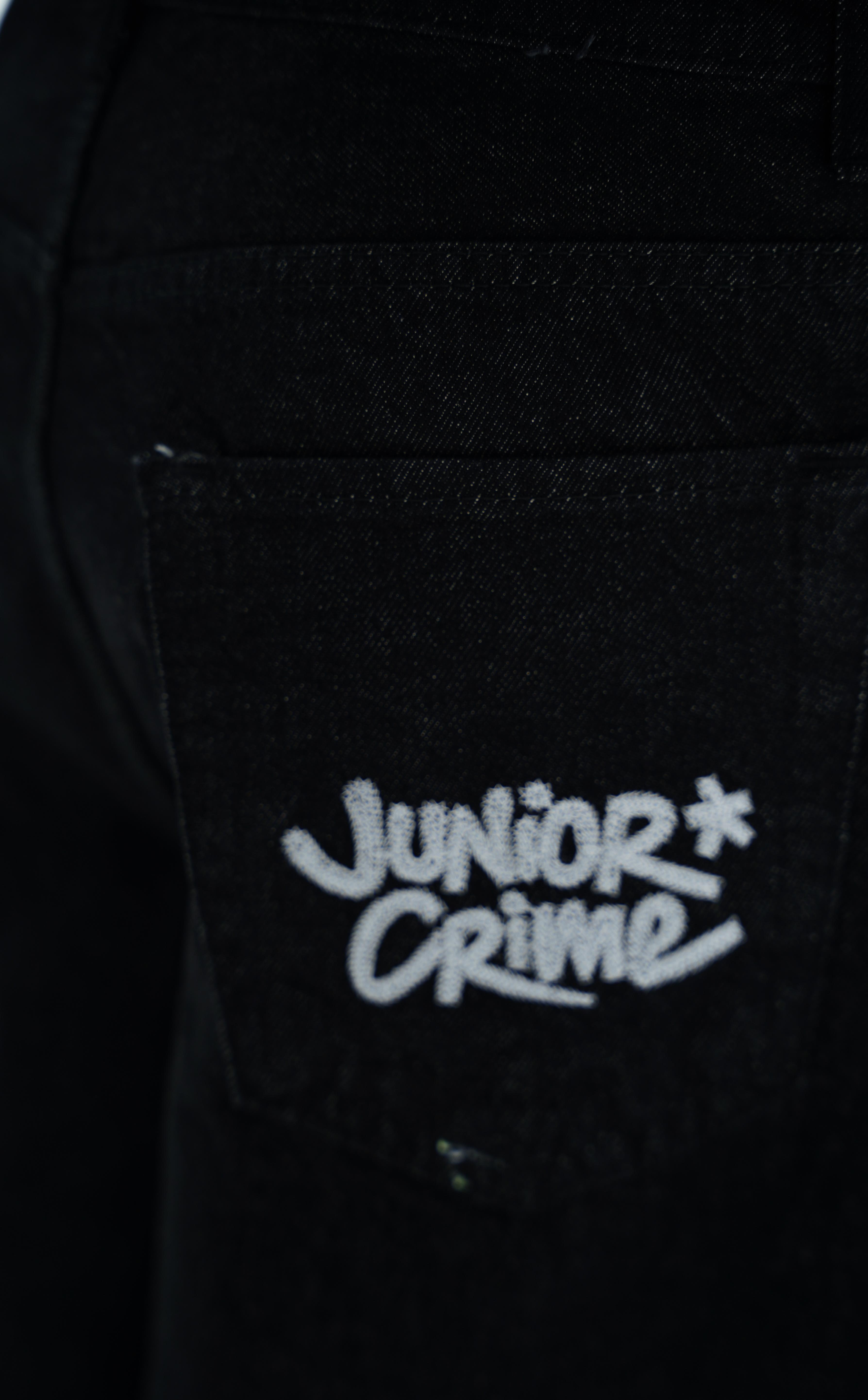 Junior Crime Siyah Melanj Raw Denim Pantolon