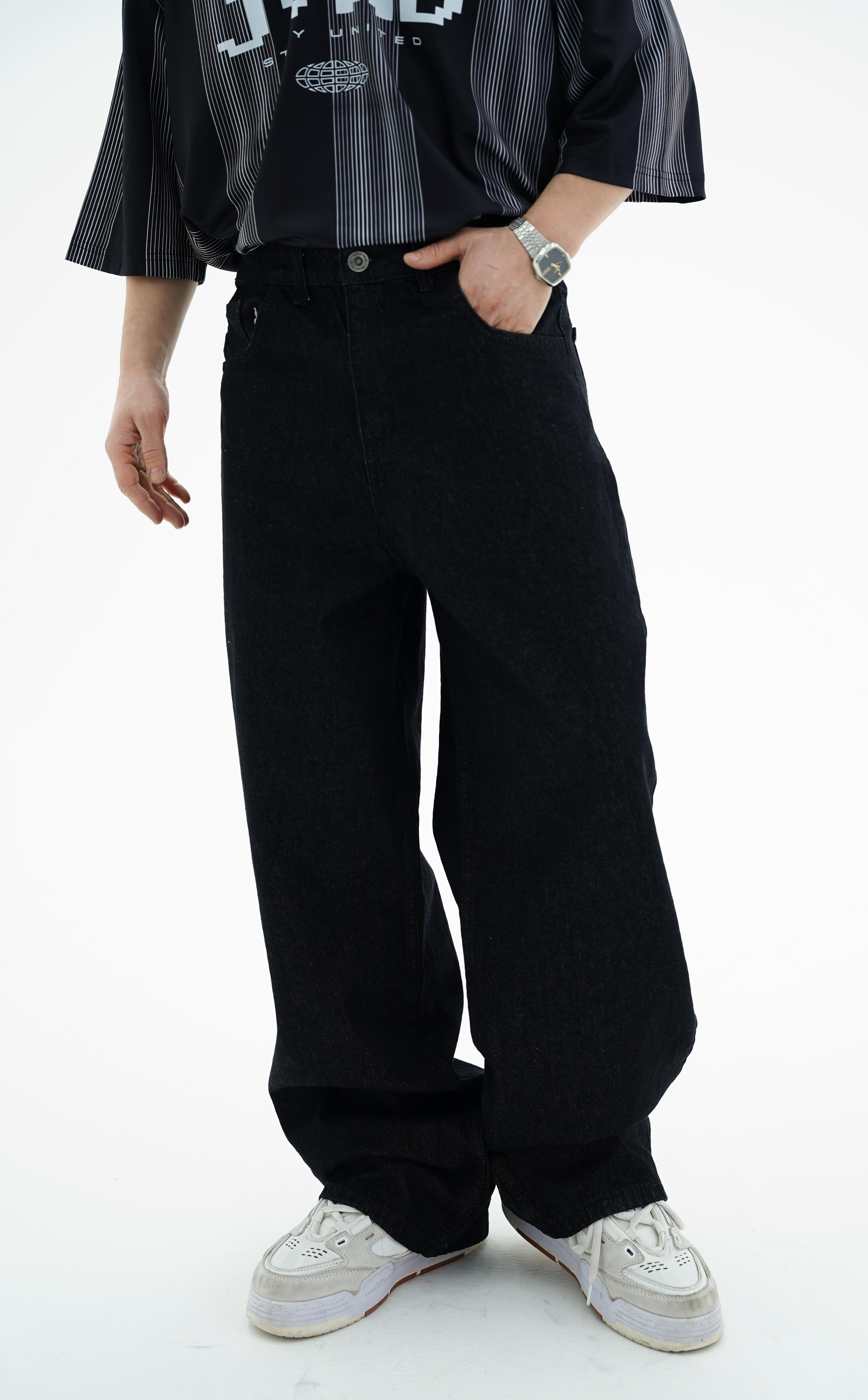 Junior Crime Siyah Melanj Raw Denim Pantolon