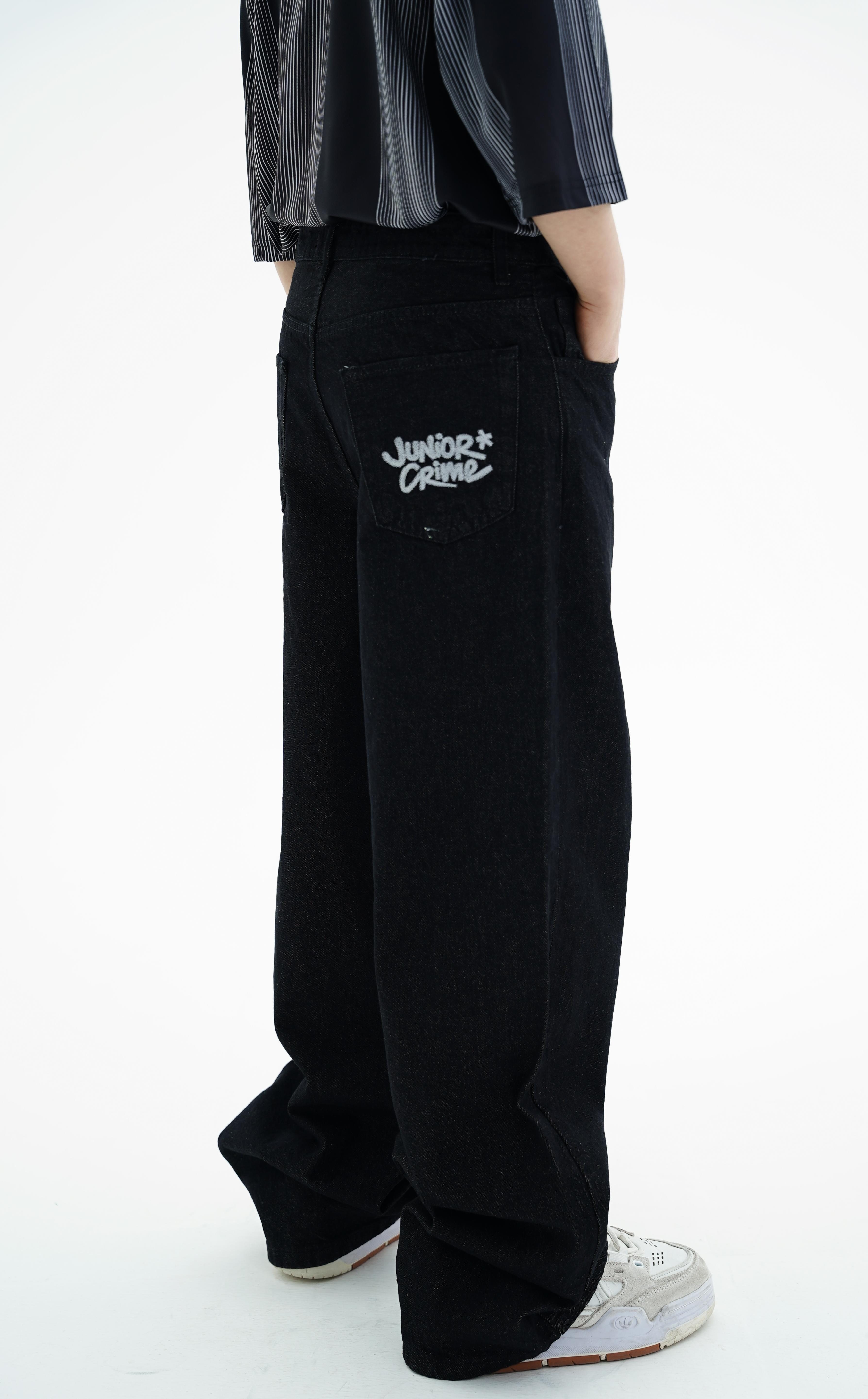 Junior Crime Siyah Melanj Raw Denim Pantolon