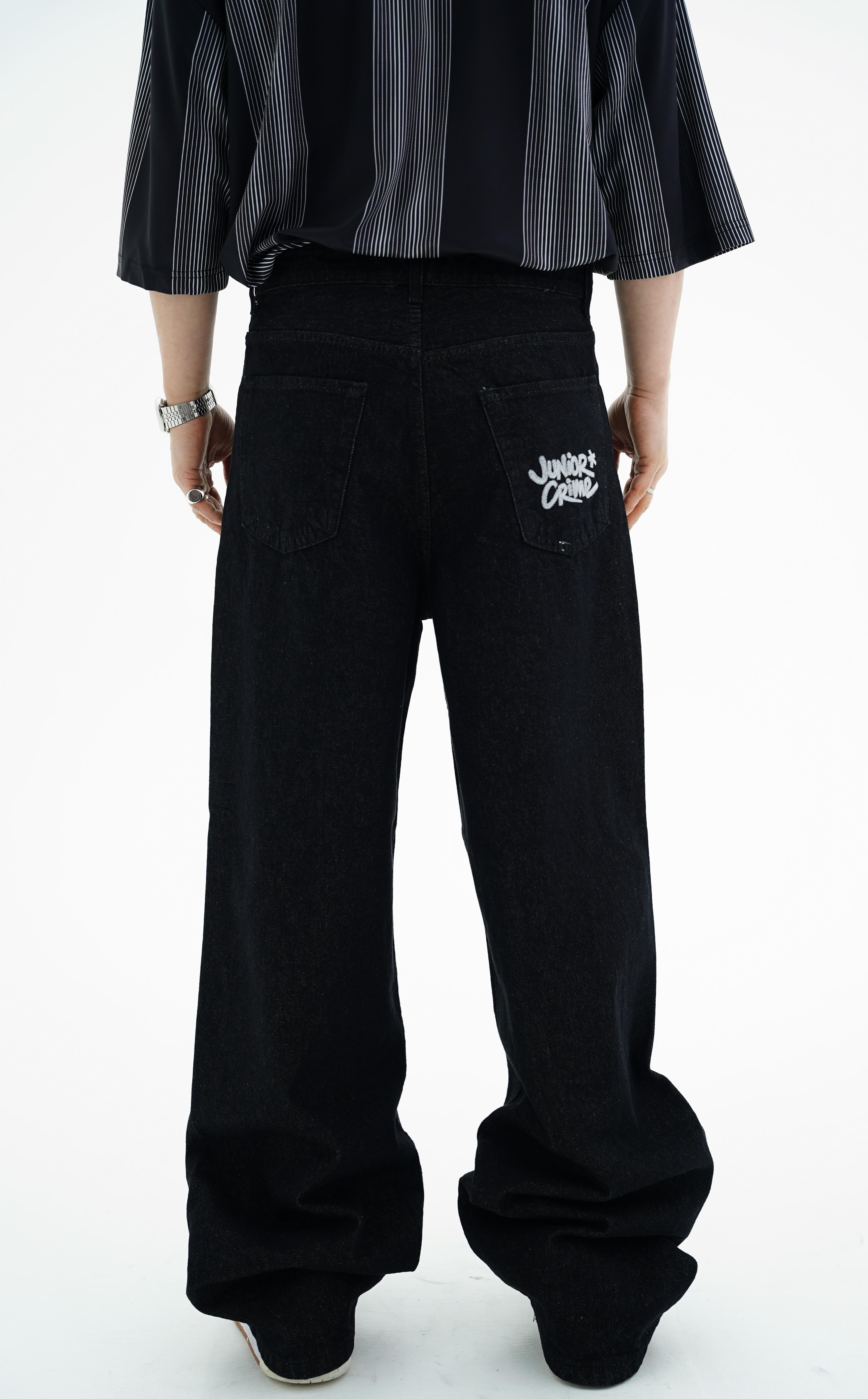 Junior Crime Siyah Melanj Raw Denim Pantolon