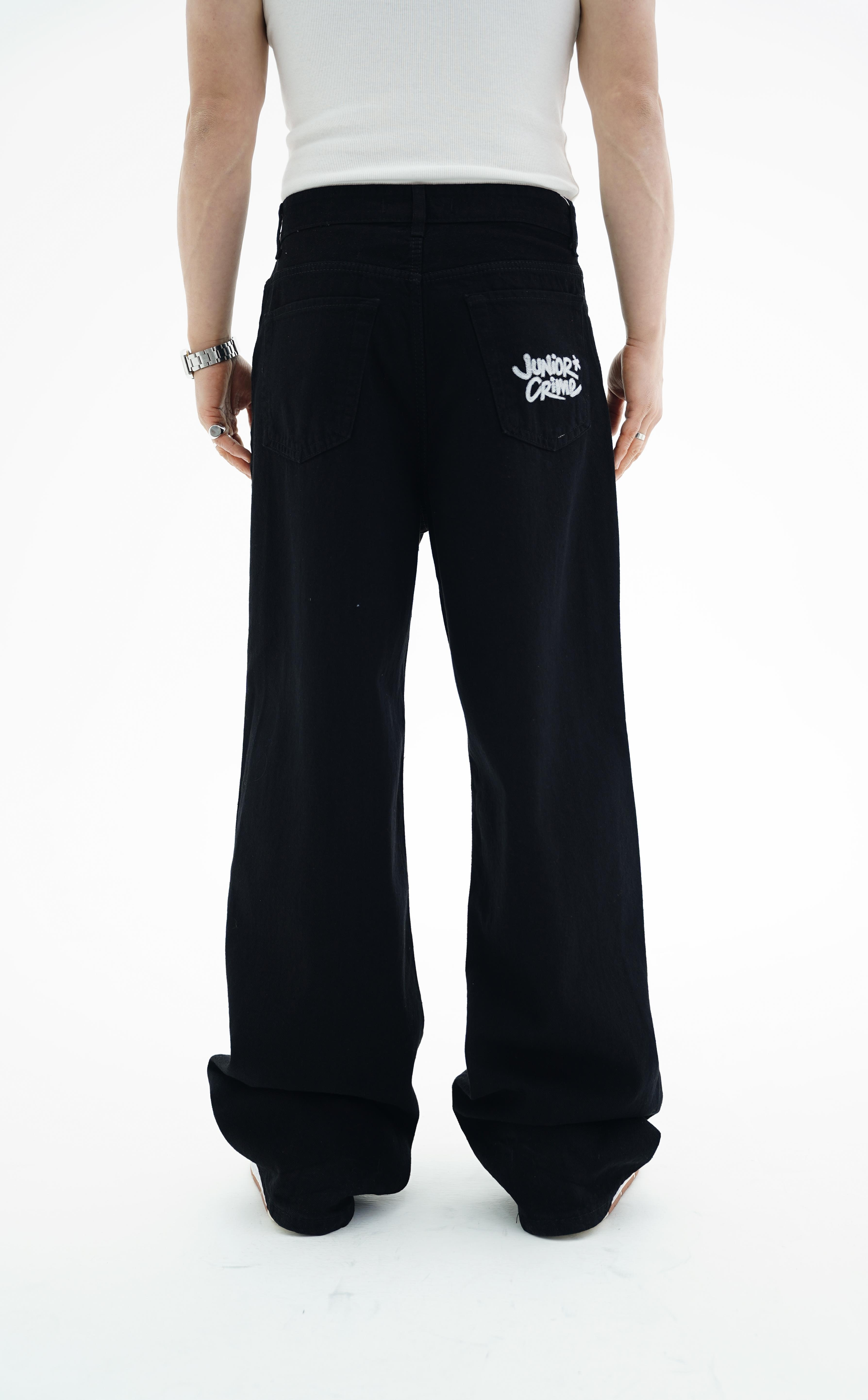 Junior Crime Siyah Raw Denim Pantolon