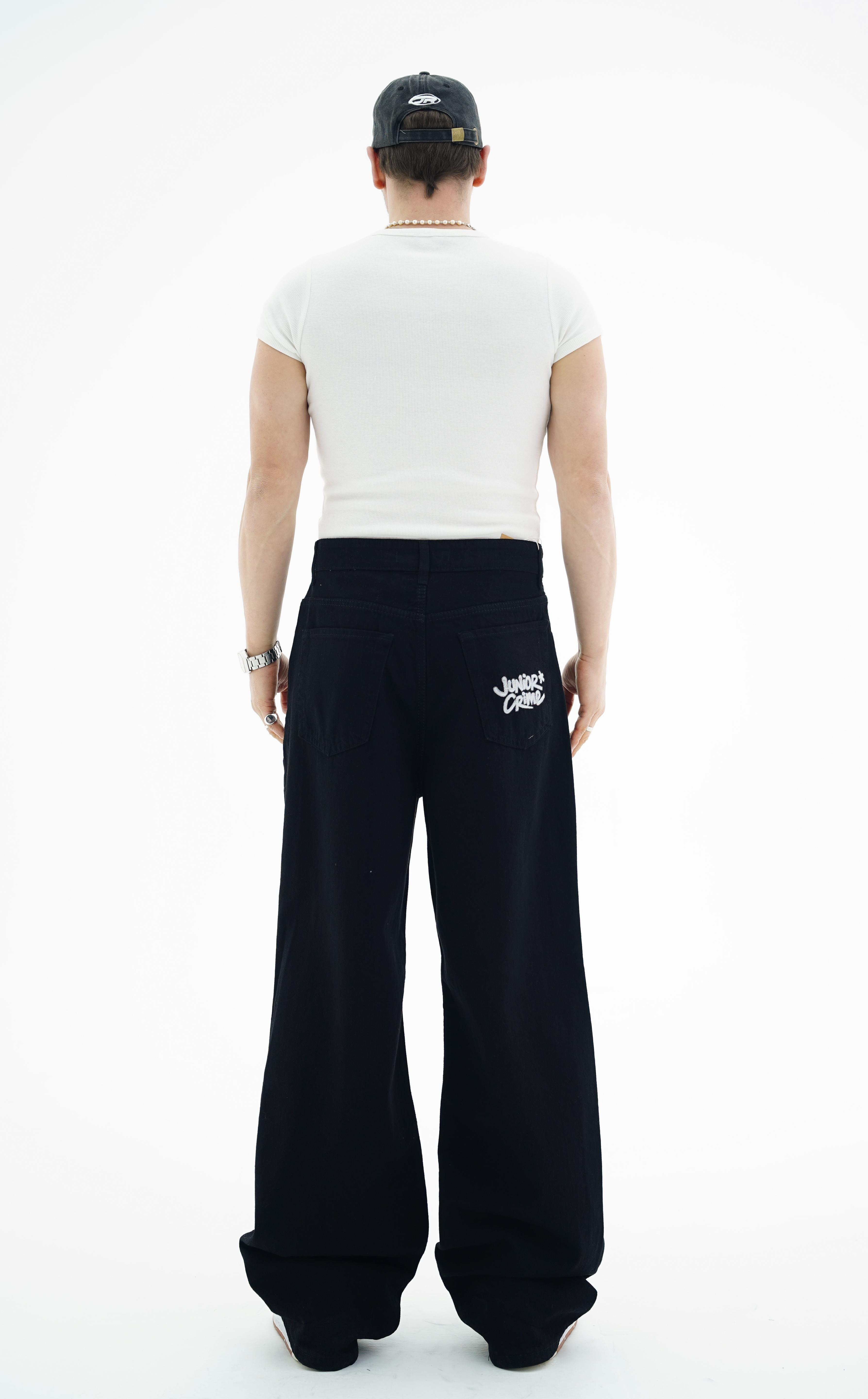 Junior Crime Siyah Raw Denim Pantolon