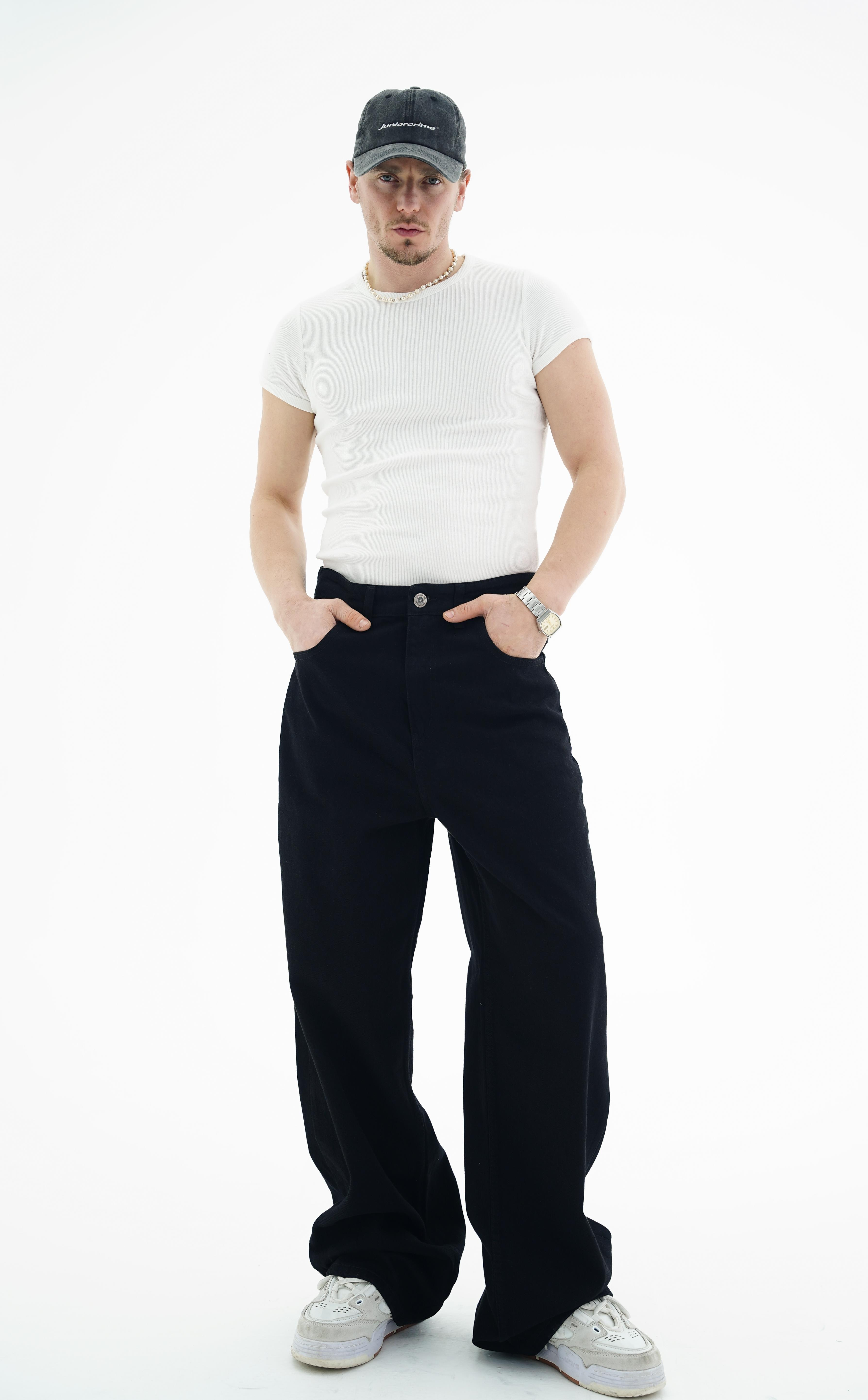 Junior Crime Siyah Raw Denim Pantolon
