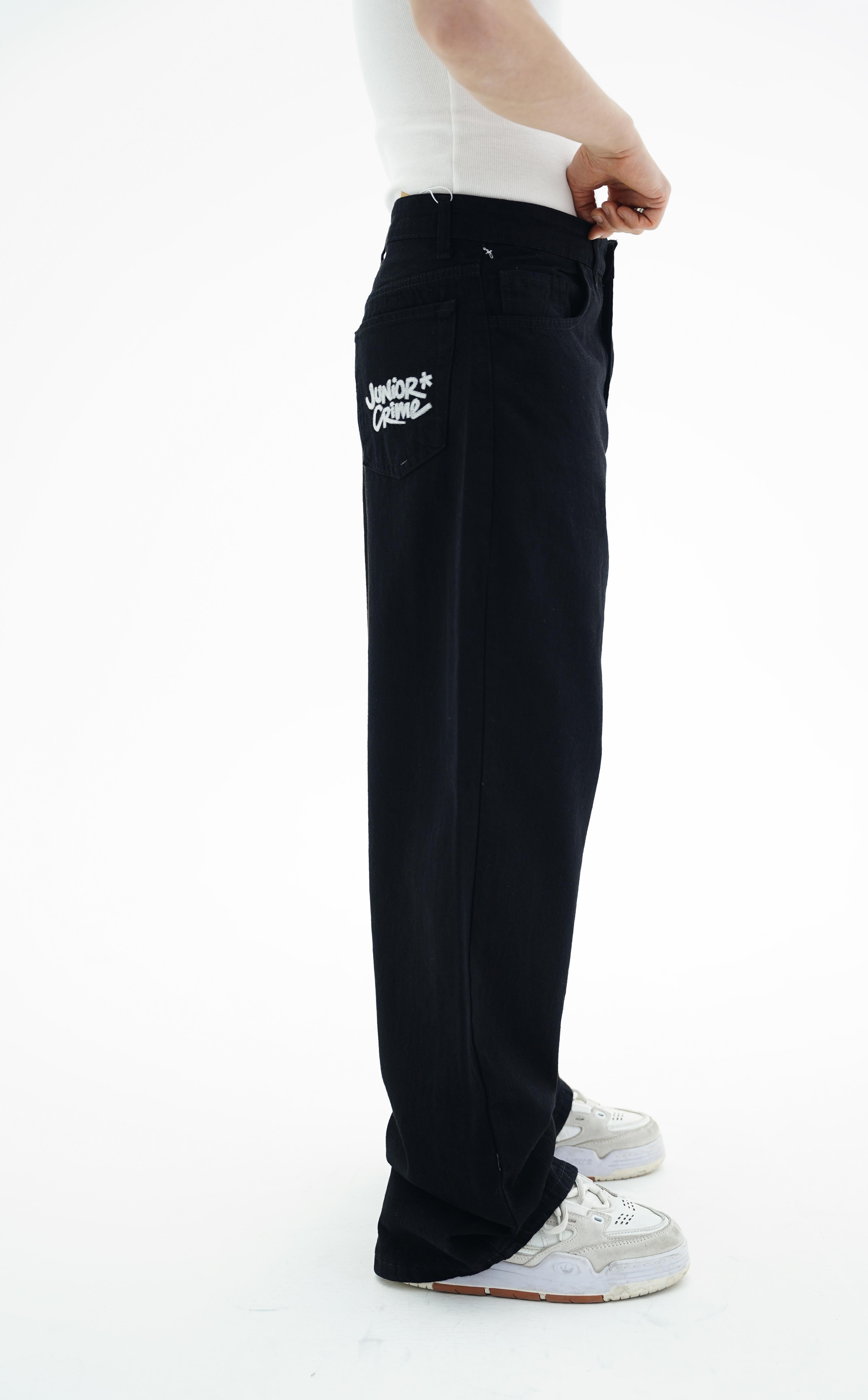 Junior Crime Siyah Raw Denim Pantolon