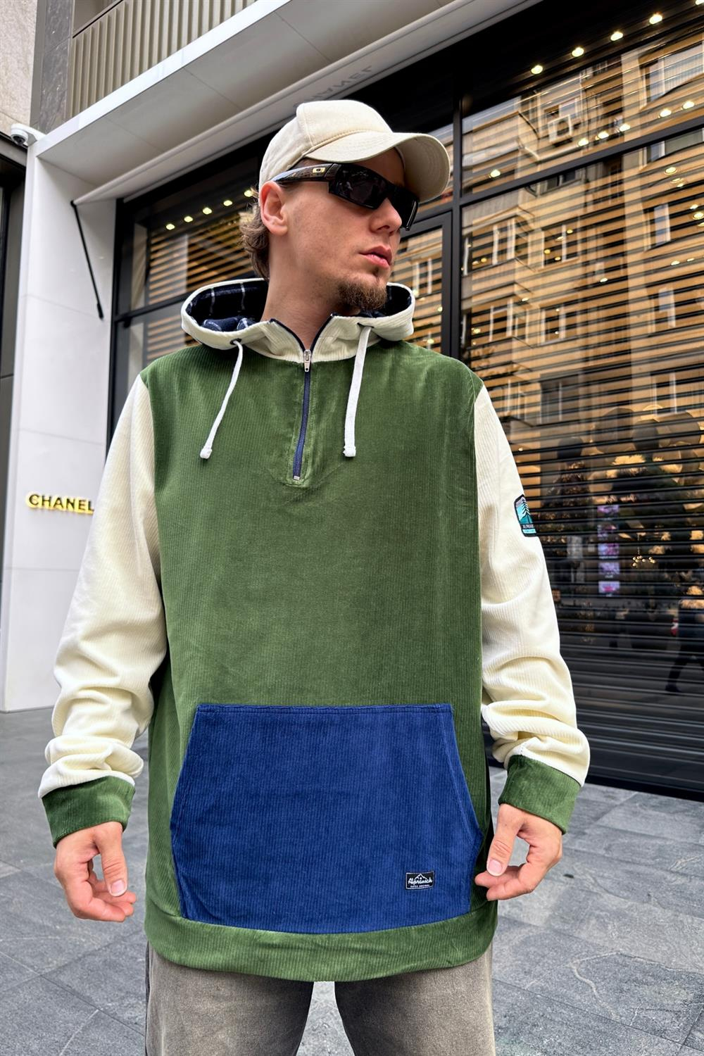 Kadife Kumaş Blok Detay Oversize Sweatshirt SW945