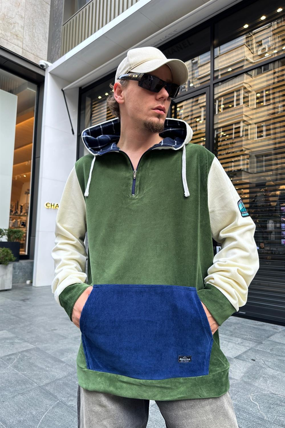 Kadife Kumaş Blok Detay Oversize Sweatshirt SW945