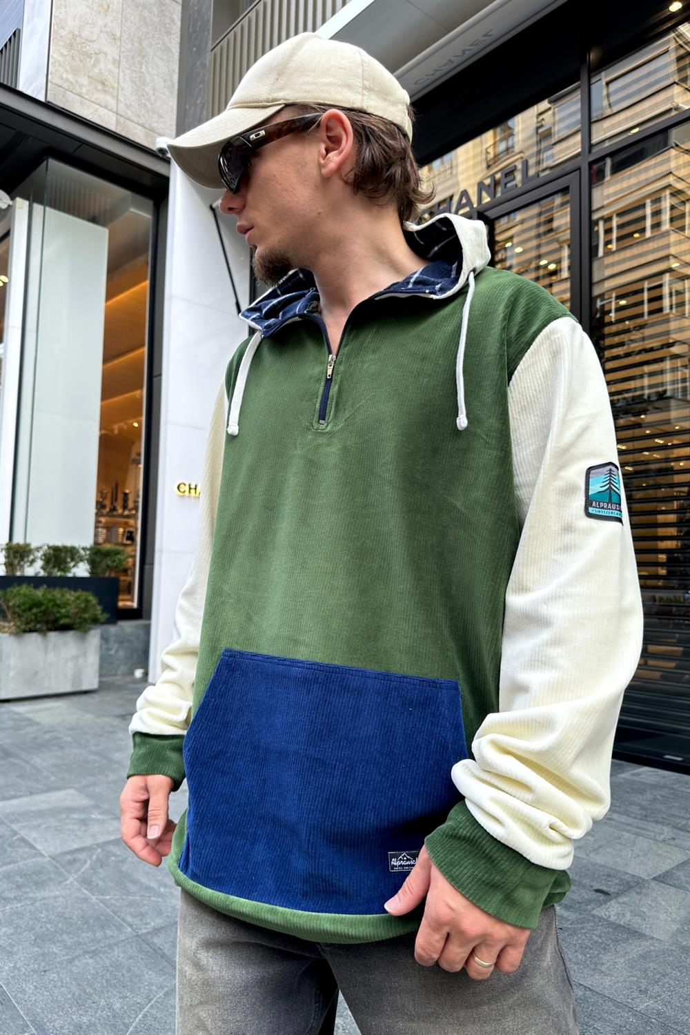 Kadife Kumaş Blok Detay Oversize Sweatshirt SW945