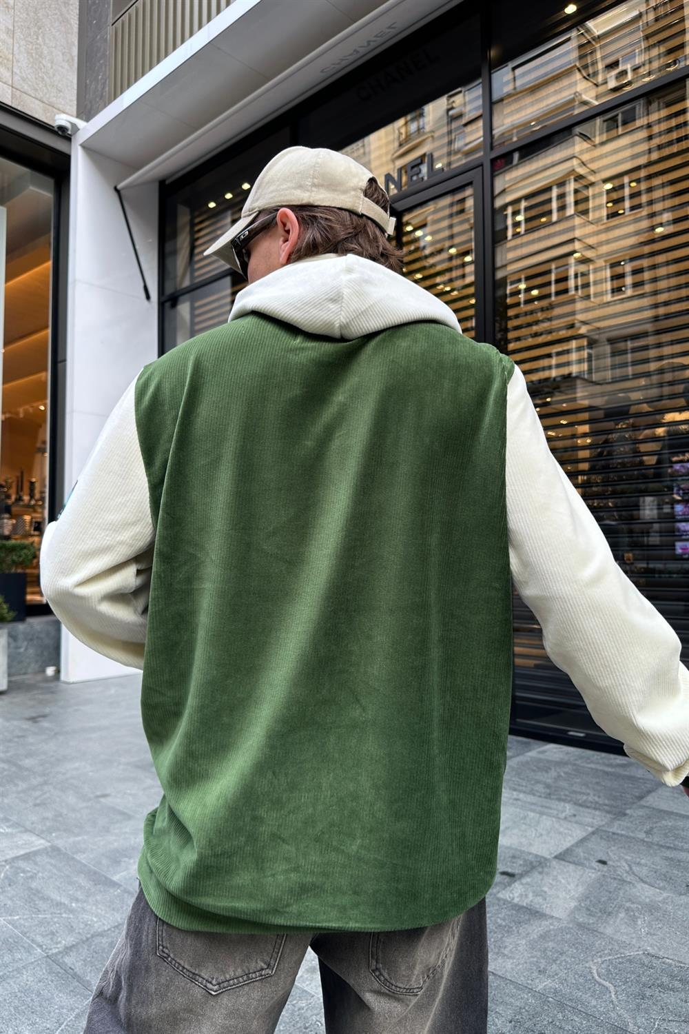 Kadife Kumaş Blok Detay Oversize Sweatshirt SW945