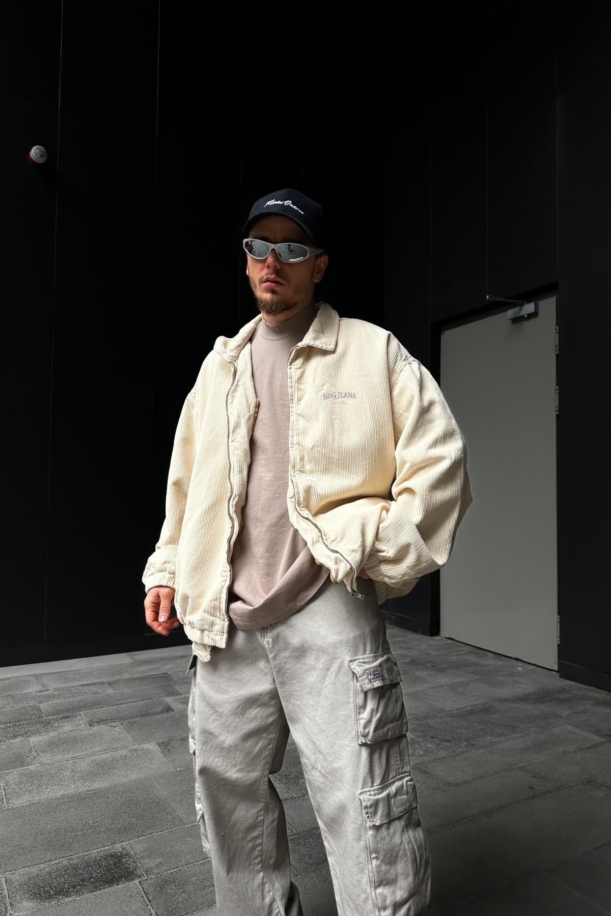 Kadife Kumaş Krem Oversize Bdg Ceket C225