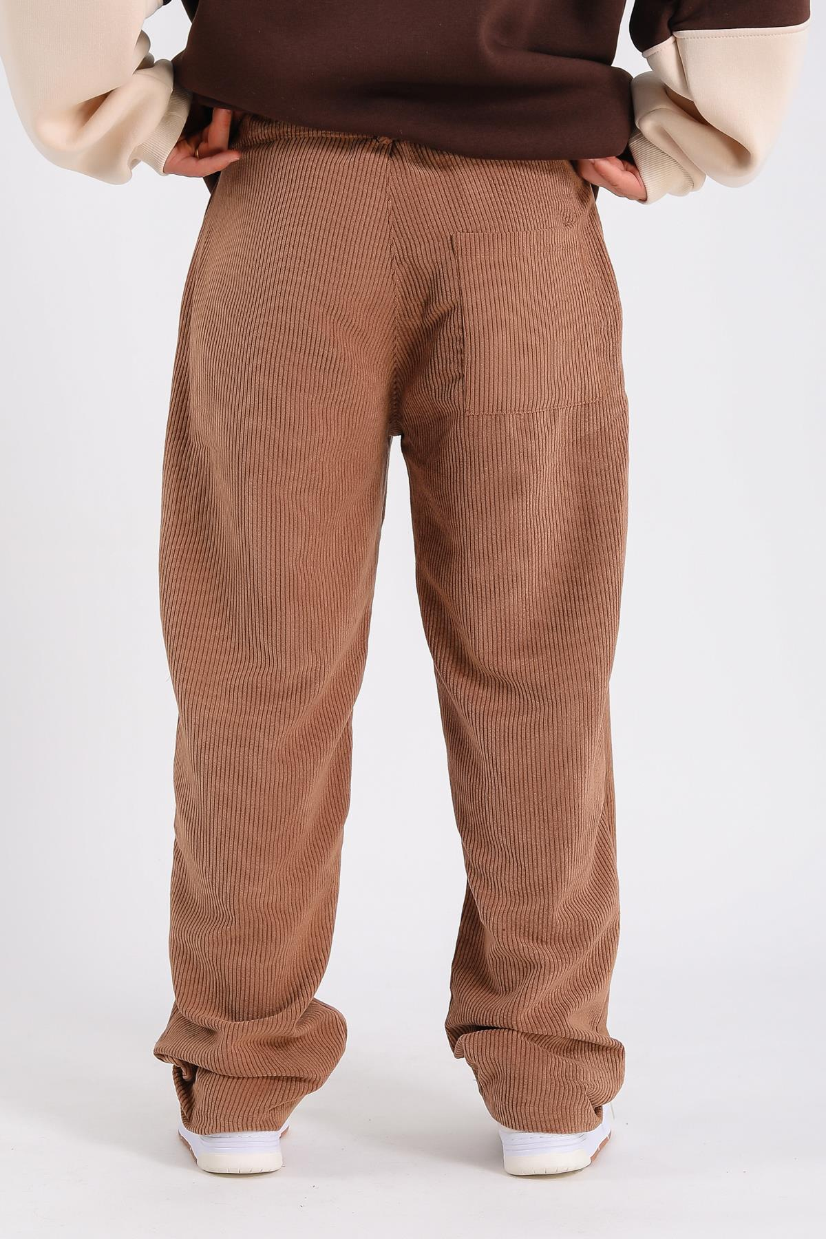 Kahve Kadife Baggy Pantolon P1034
