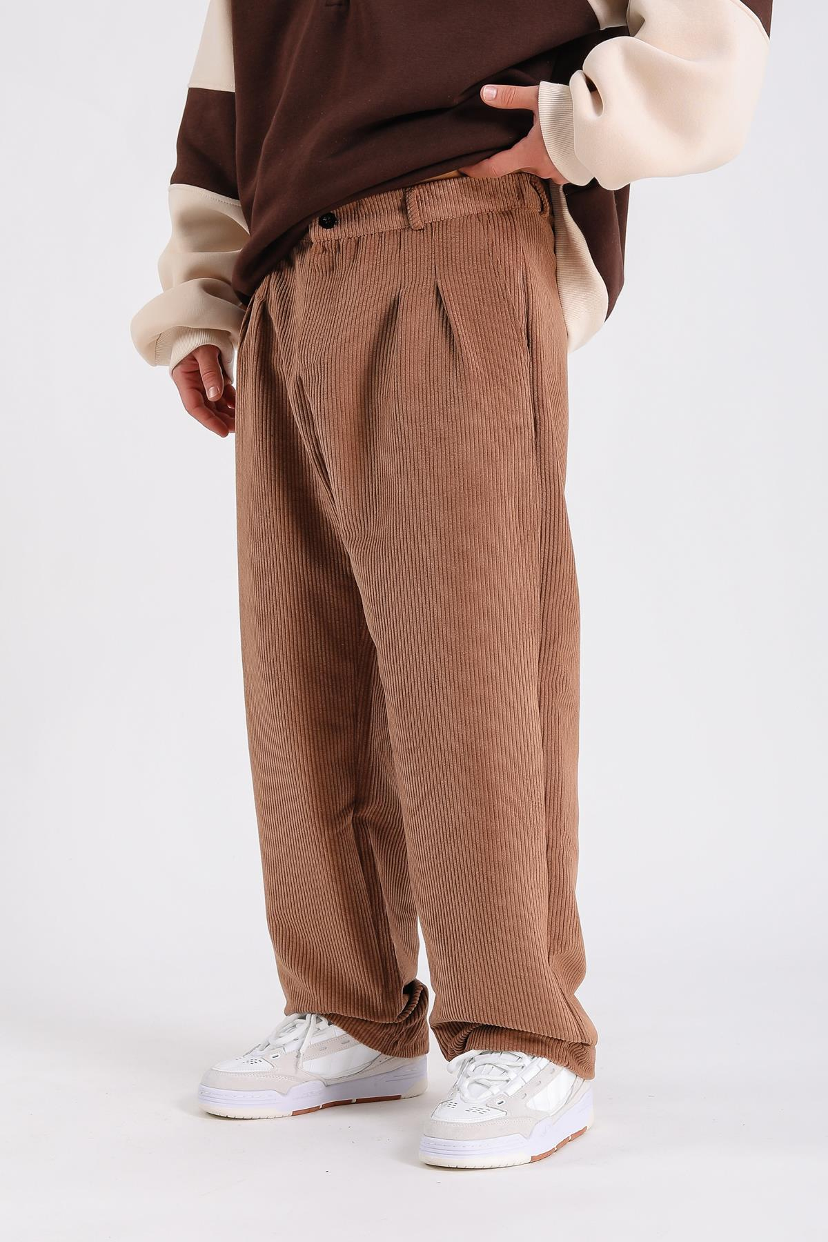 Kahve Kadife Baggy Pantolon P1034