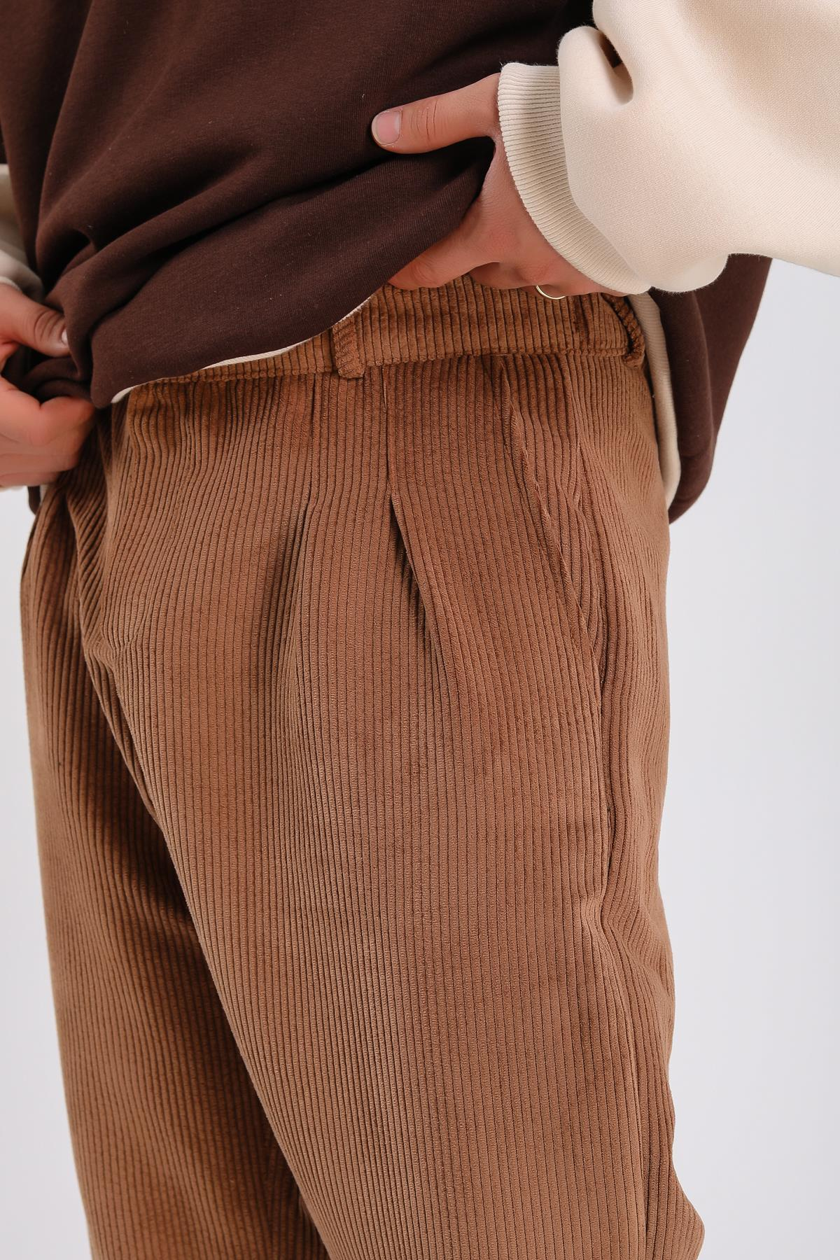 Kahve Kadife Baggy Pantolon P1034