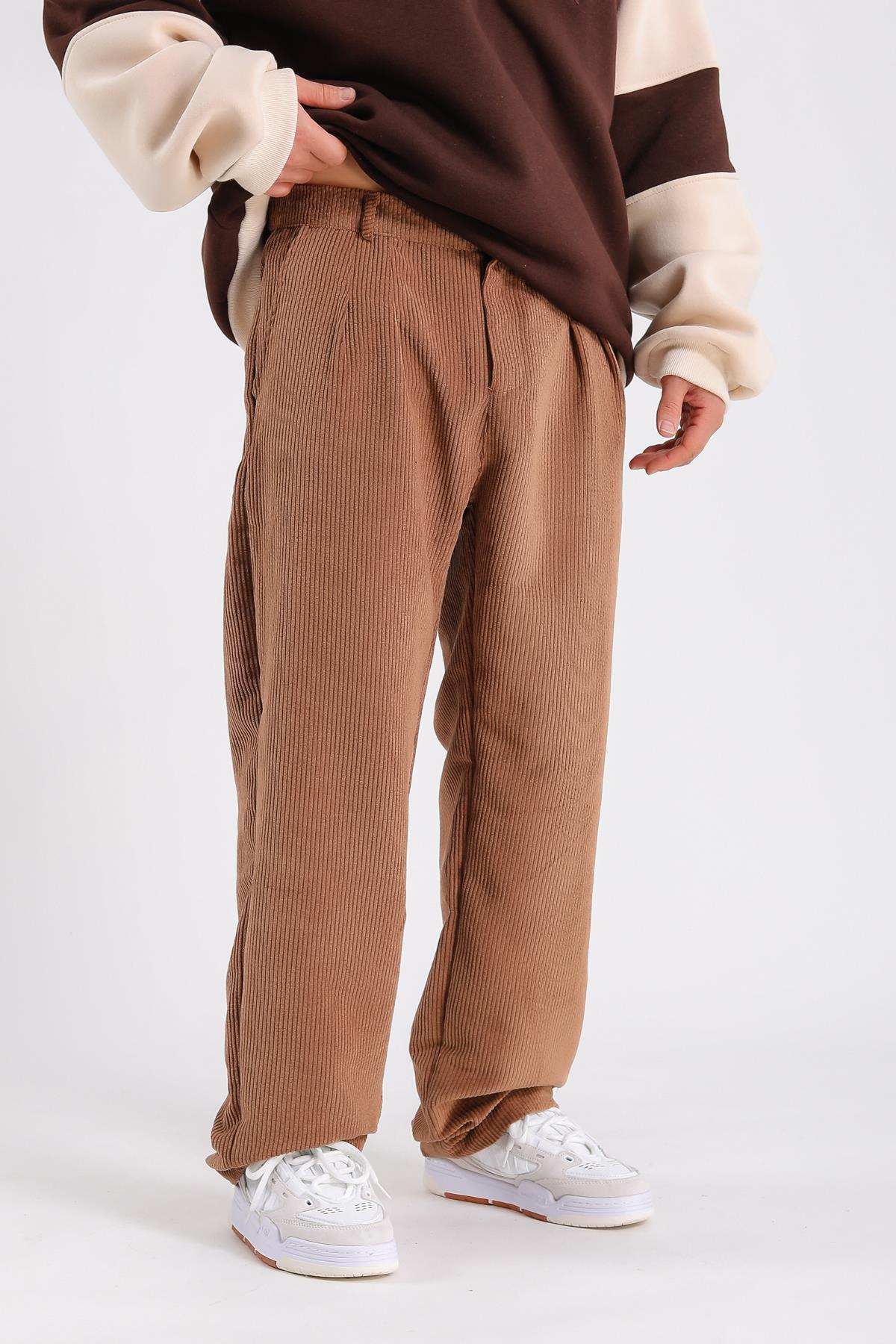 Kahve Kadife Baggy Pantolon P1034