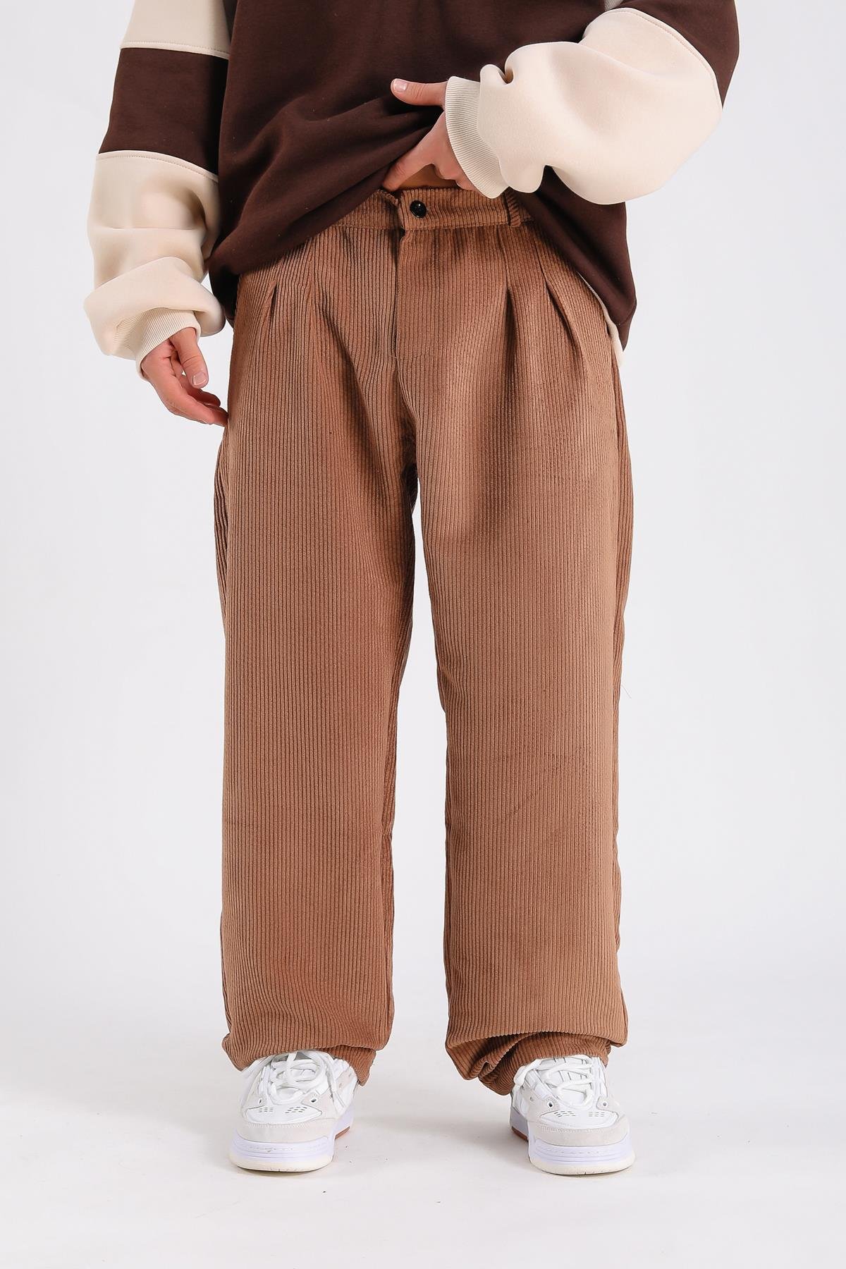 Kahve Kadife Baggy Pantolon P1034