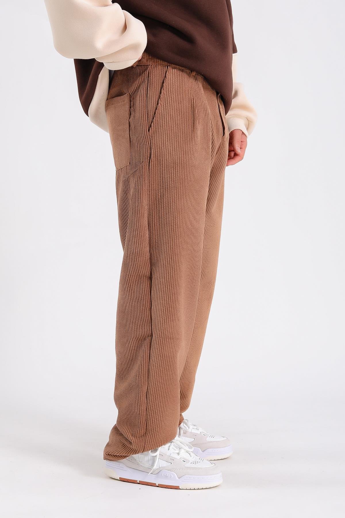 Kahve Kadife Baggy Pantolon P1034