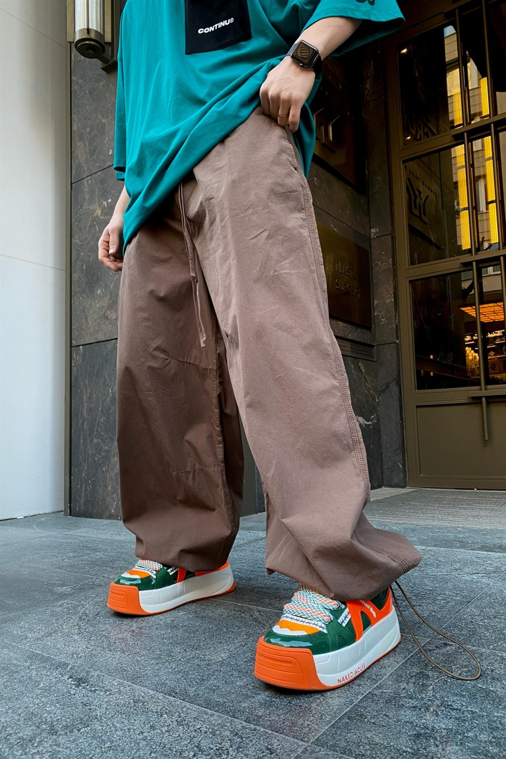 Kahve Oversize Paraşüt Pantolon P569