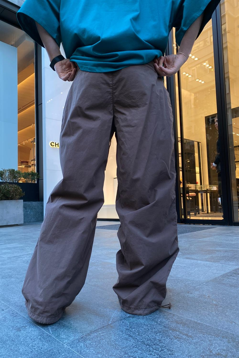 Kahve Oversize Paraşüt Pantolon P569