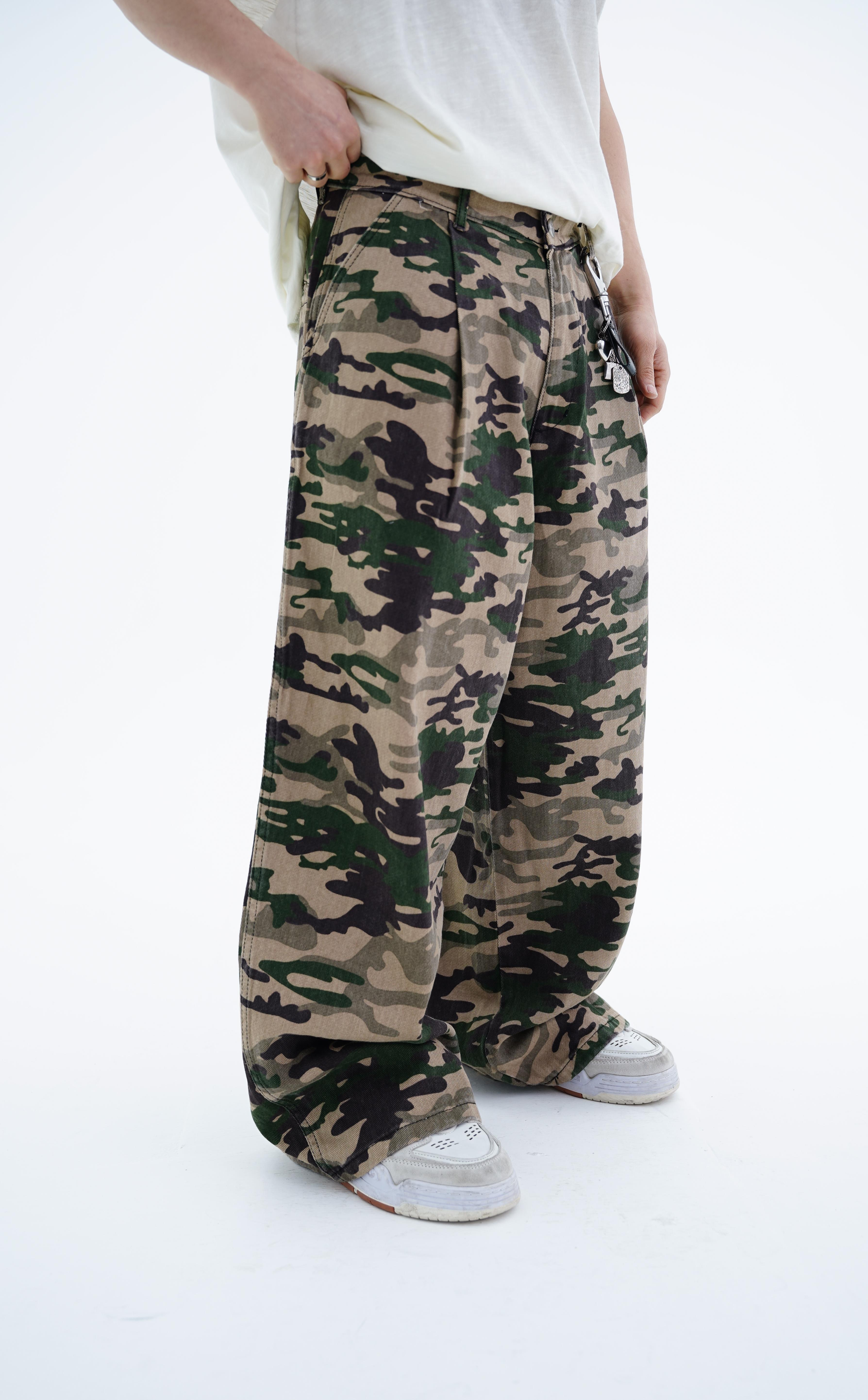 Kamuflaj Desenli Baggy Jean Pantolon KN4672