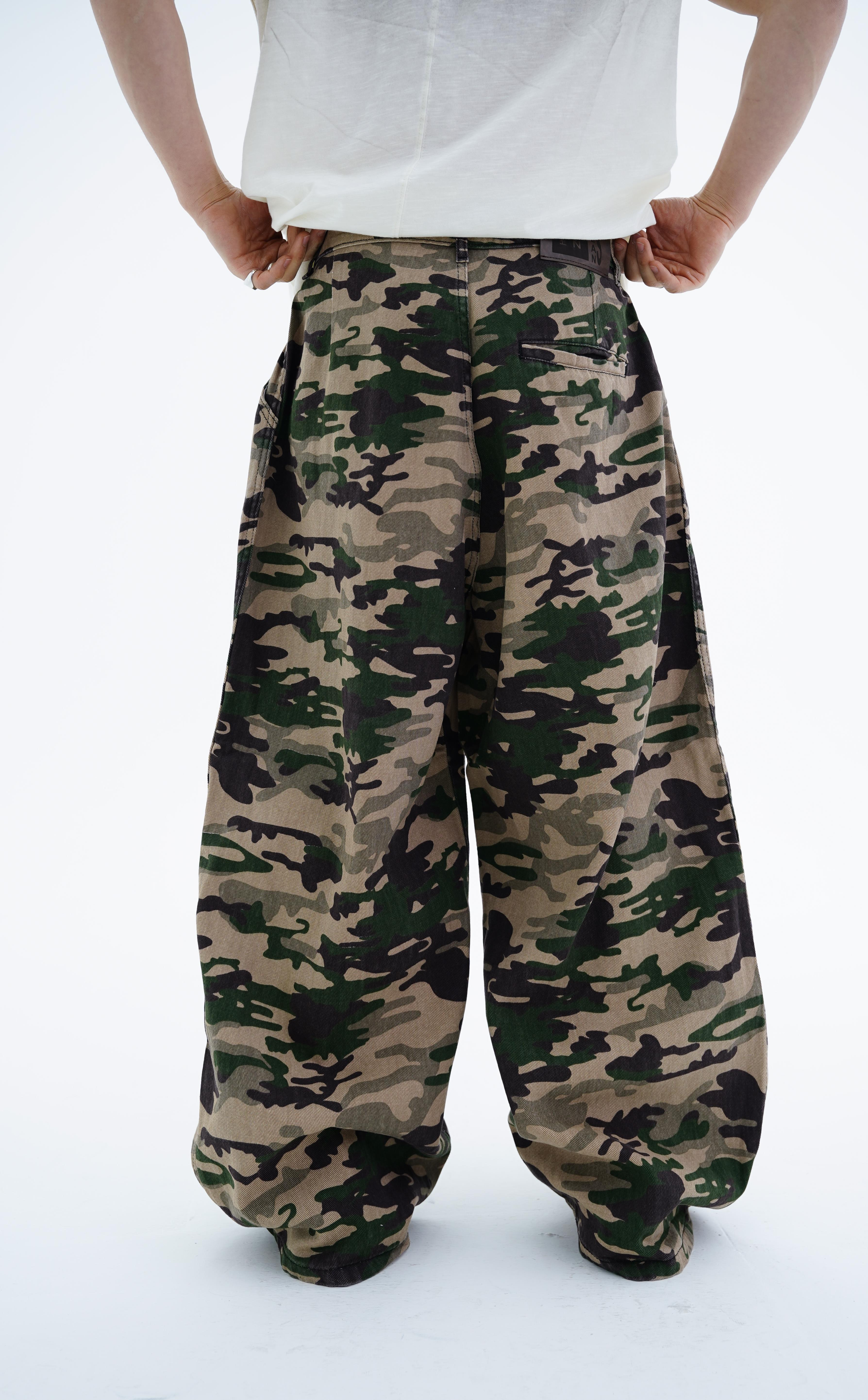 Kamuflaj Desenli Baggy Jean Pantolon KN4672