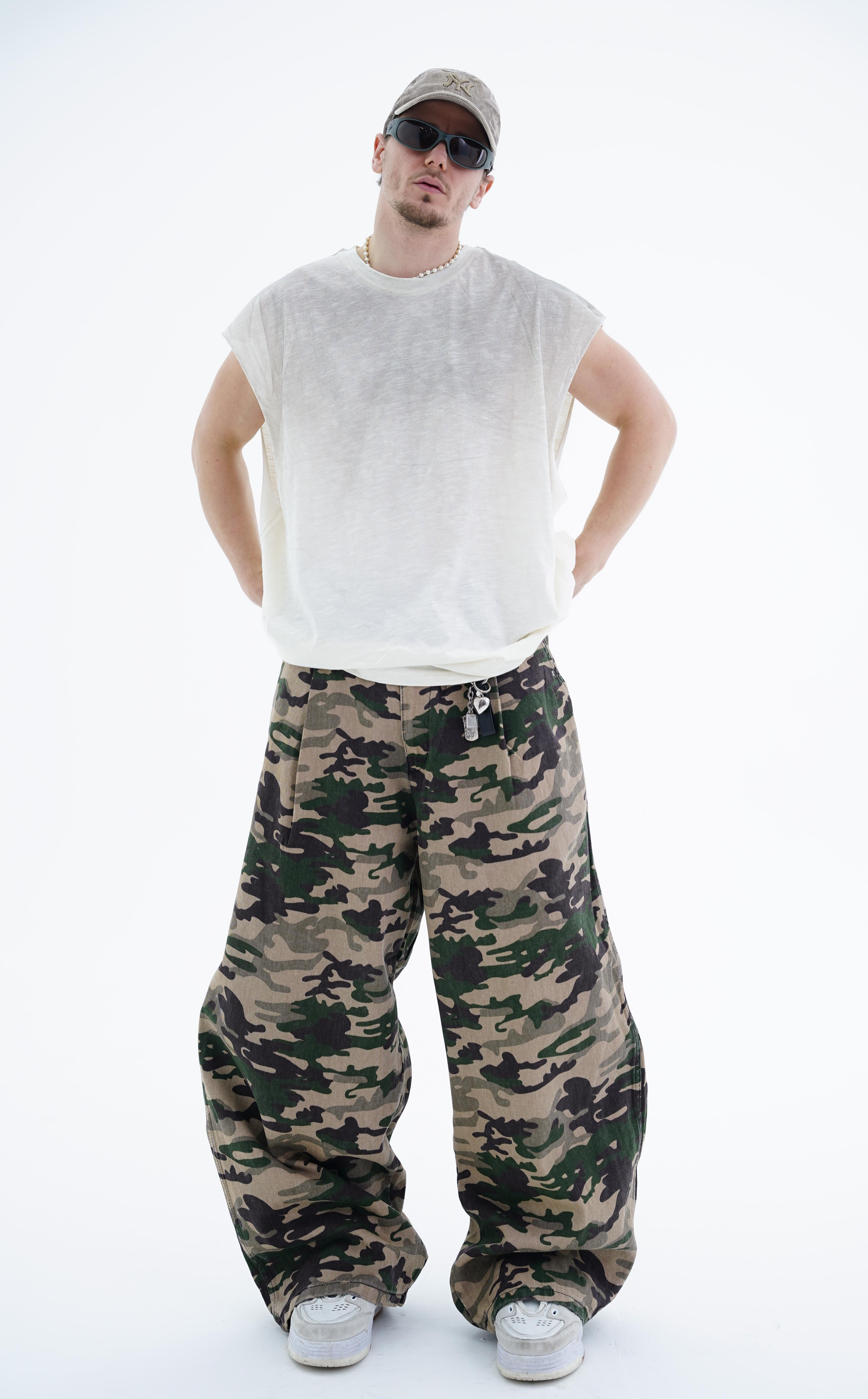 Kamuflaj Desenli Baggy Jean Pantolon KN4672