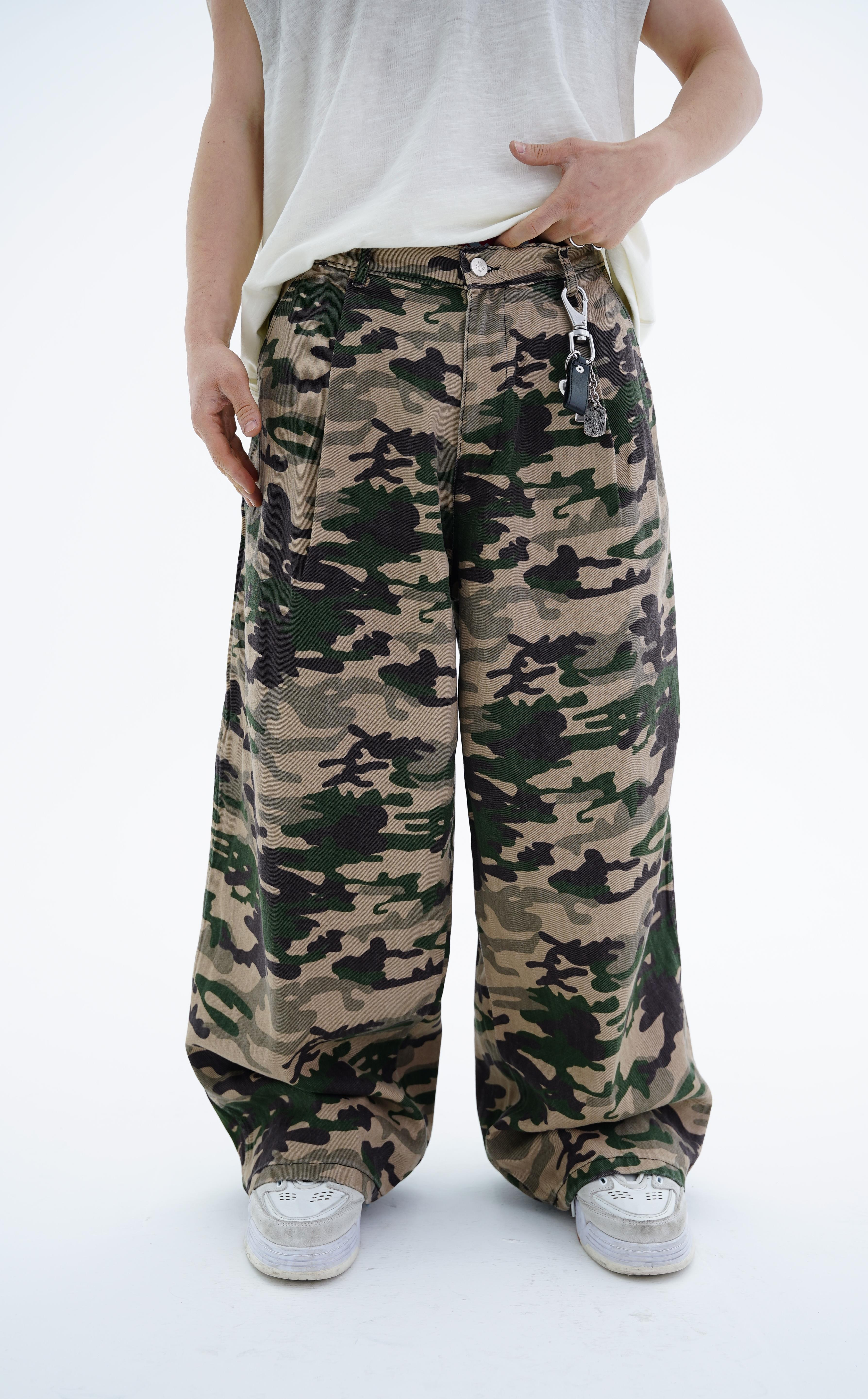 Kamuflaj Desenli Baggy Jean Pantolon KN4672