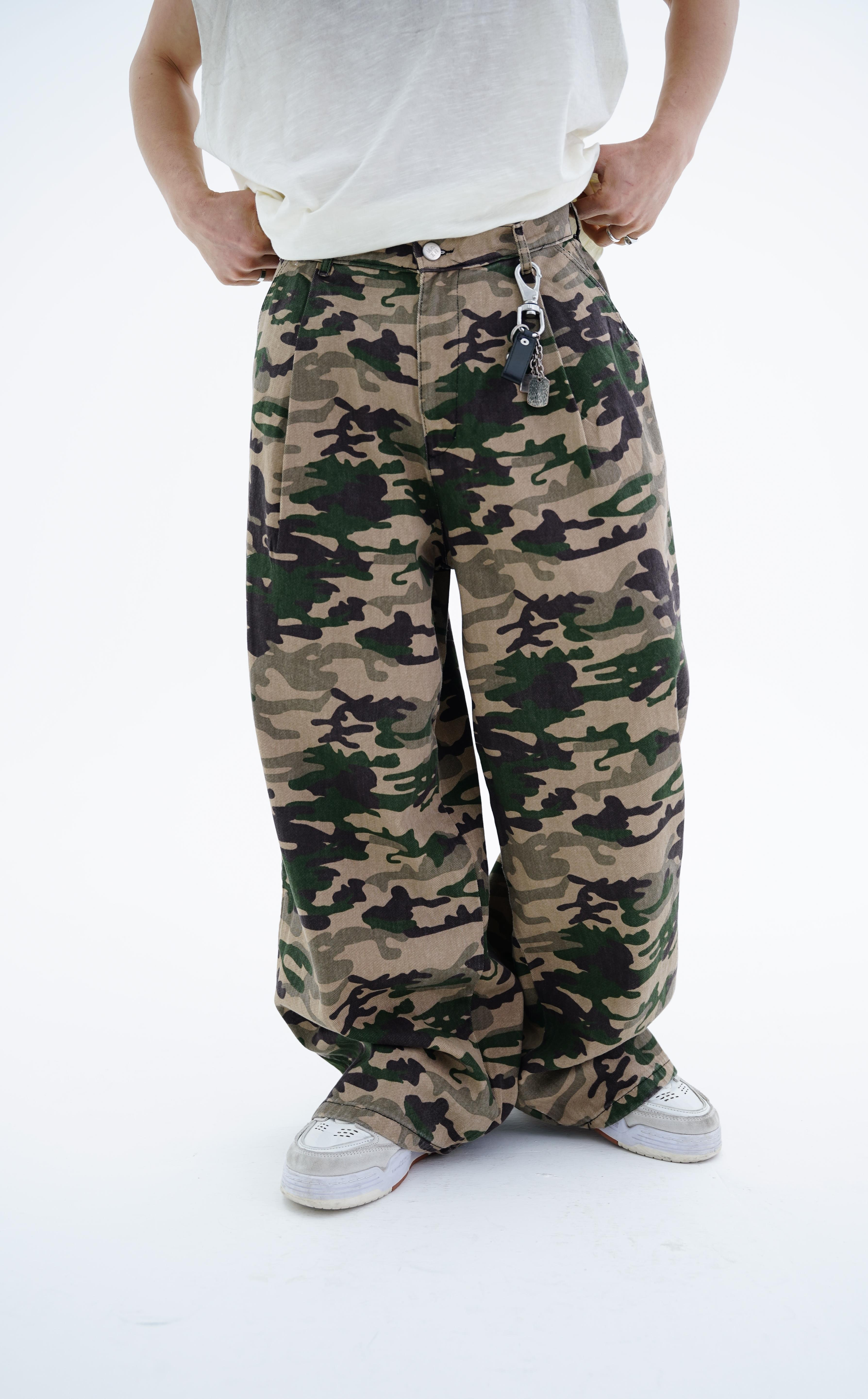 Kamuflaj Desenli Baggy Jean Pantolon KN4672