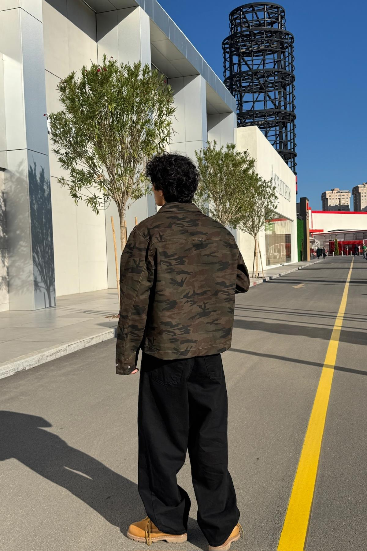 Kamuflaj Desenli Oversize Boxy Fit Mevsimlik Ceket KN01