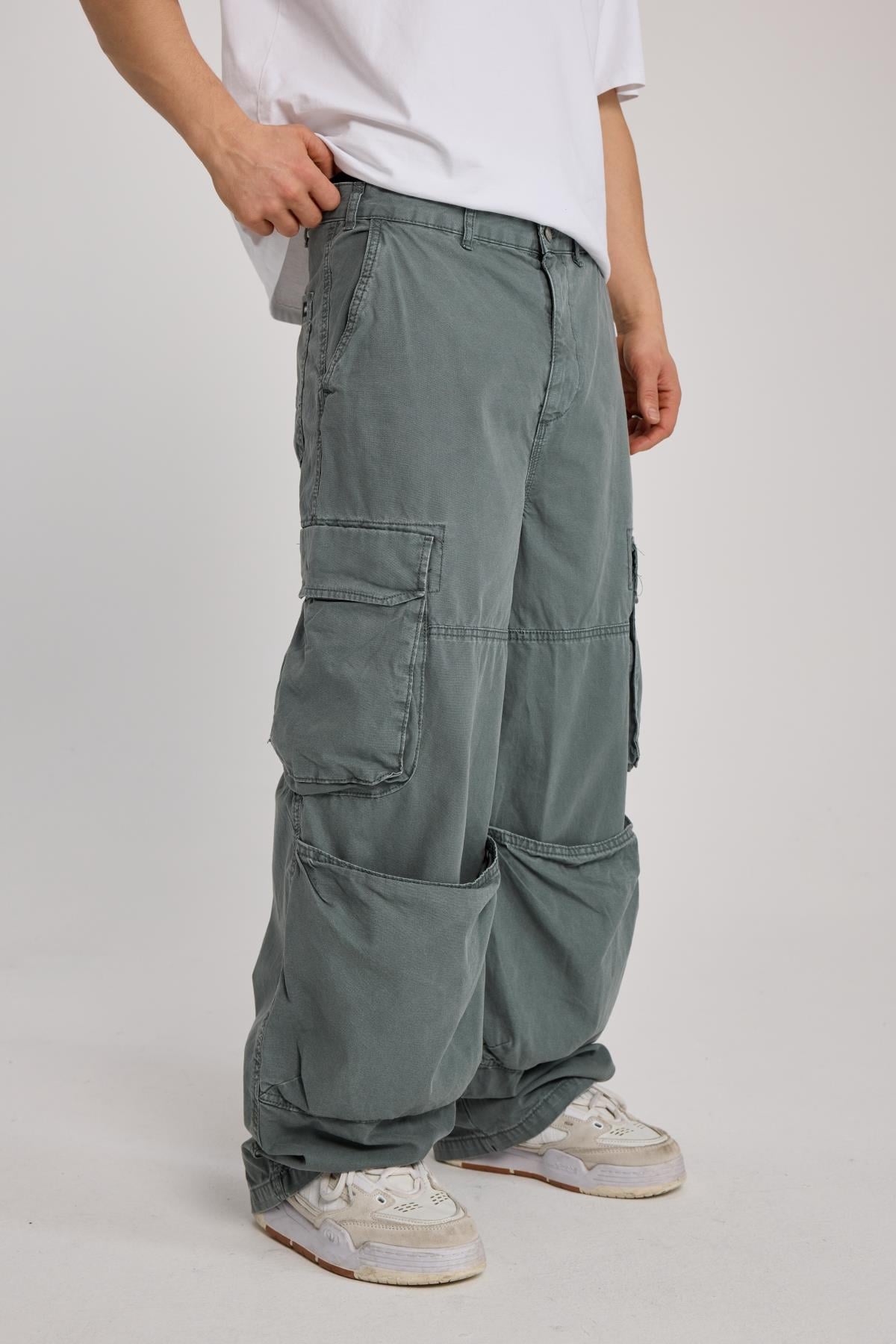 Kanguru Cep Detay Paraşüt Baggy Jean Pantolon