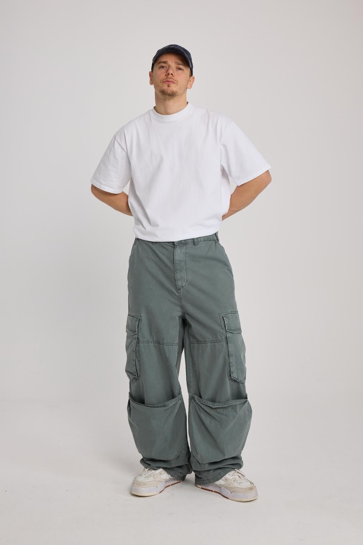 Kanguru Cep Detay Paraşüt Baggy Jean Pantolon