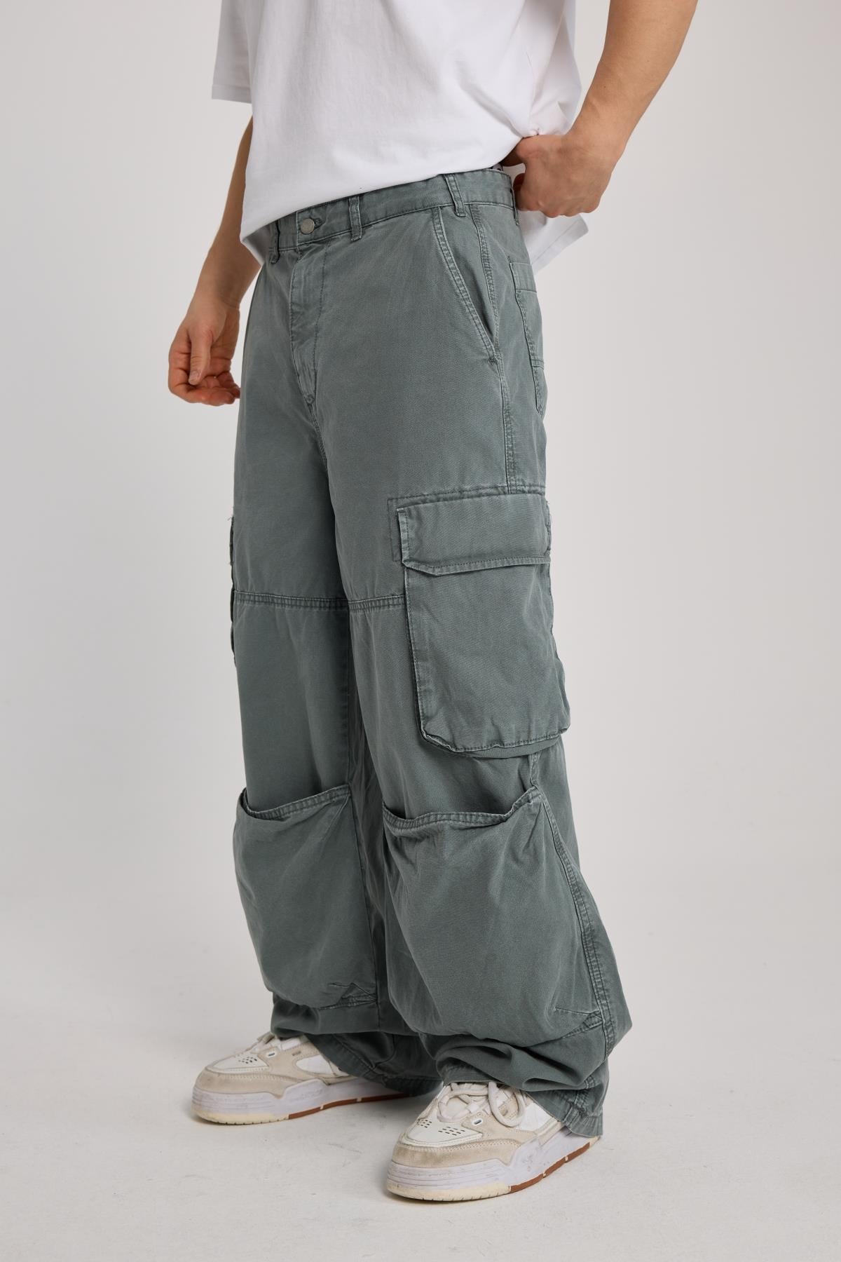 Kanguru Cep Detay Paraşüt Baggy Jean Pantolon