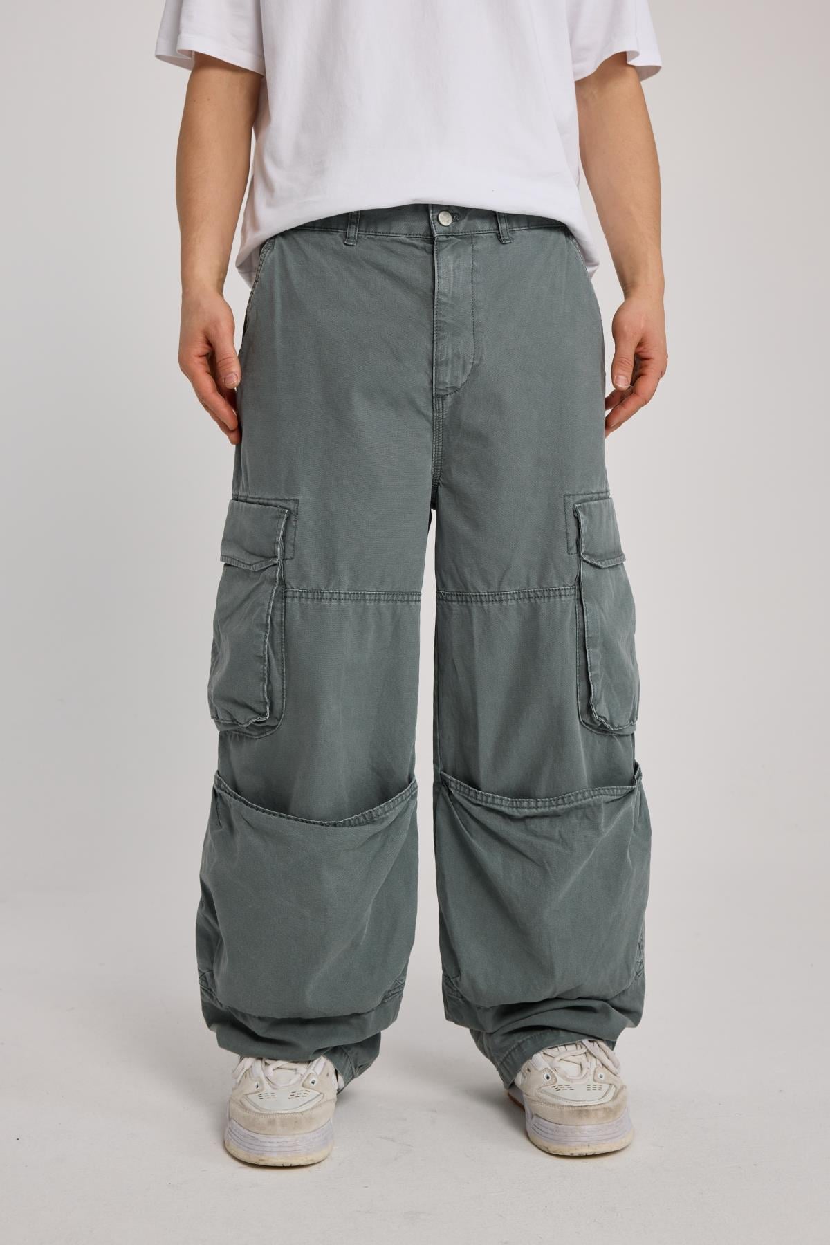 Kanguru Cep Detay Paraşüt Baggy Jean Pantolon