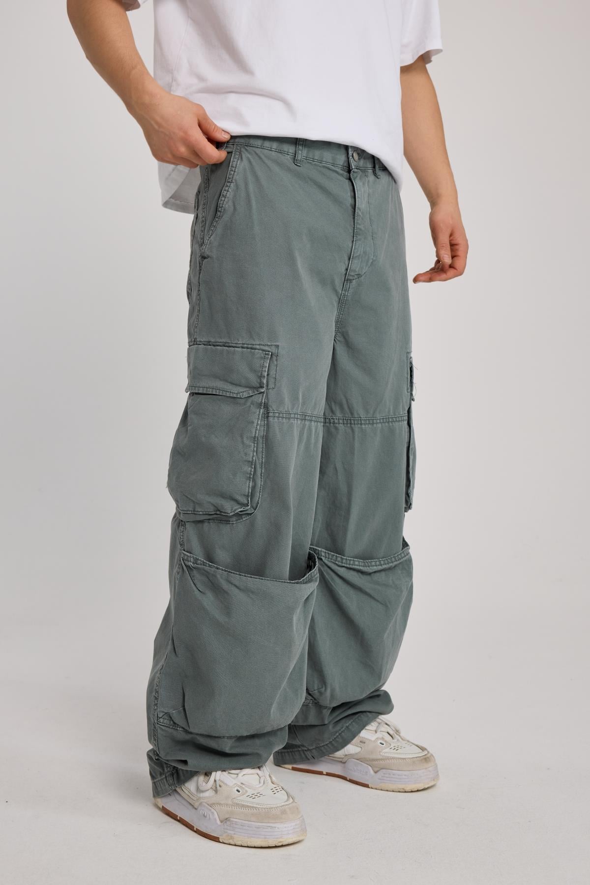 Kanguru Cep Detay Paraşüt Baggy Jean Pantolon