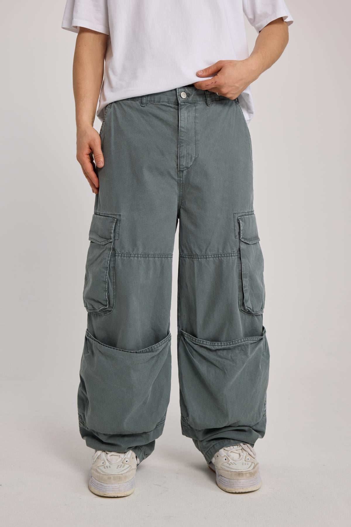 Kanguru Cep Detay Paraşüt Baggy Jean Pantolon