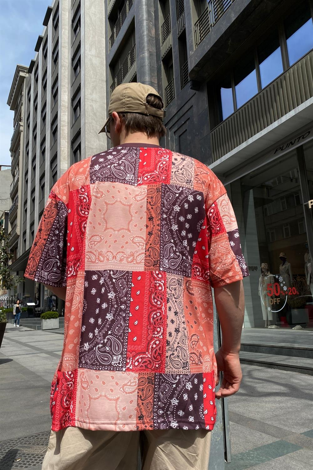 Kani Nakışlı Bandana Desen Oversize Tshirt T565