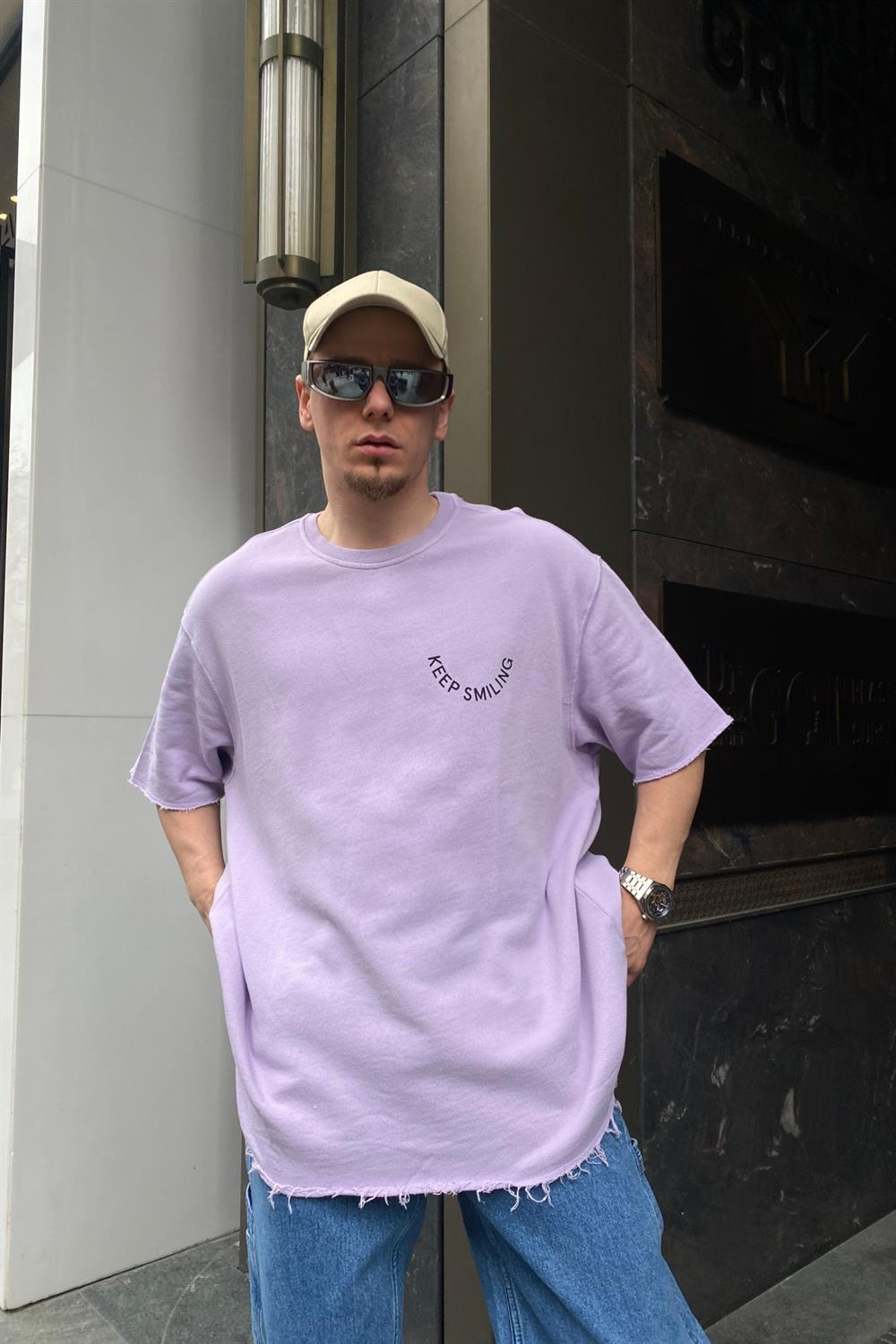 Keep Smiling Baskılı Oversize Tshirt T572