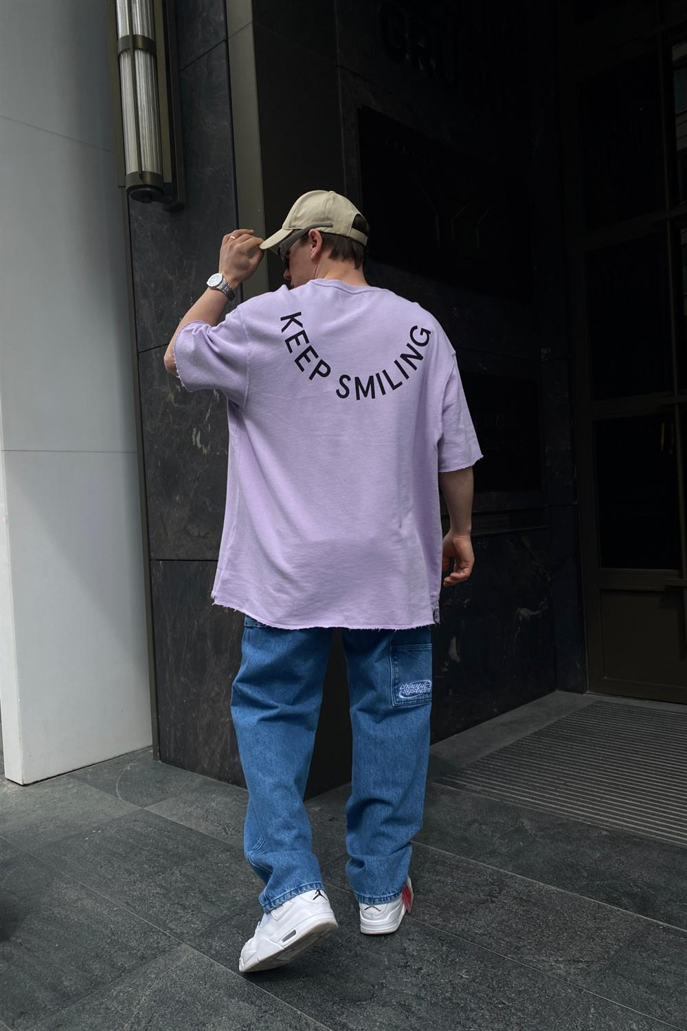 Keep Smiling Baskılı Oversize Tshirt T572