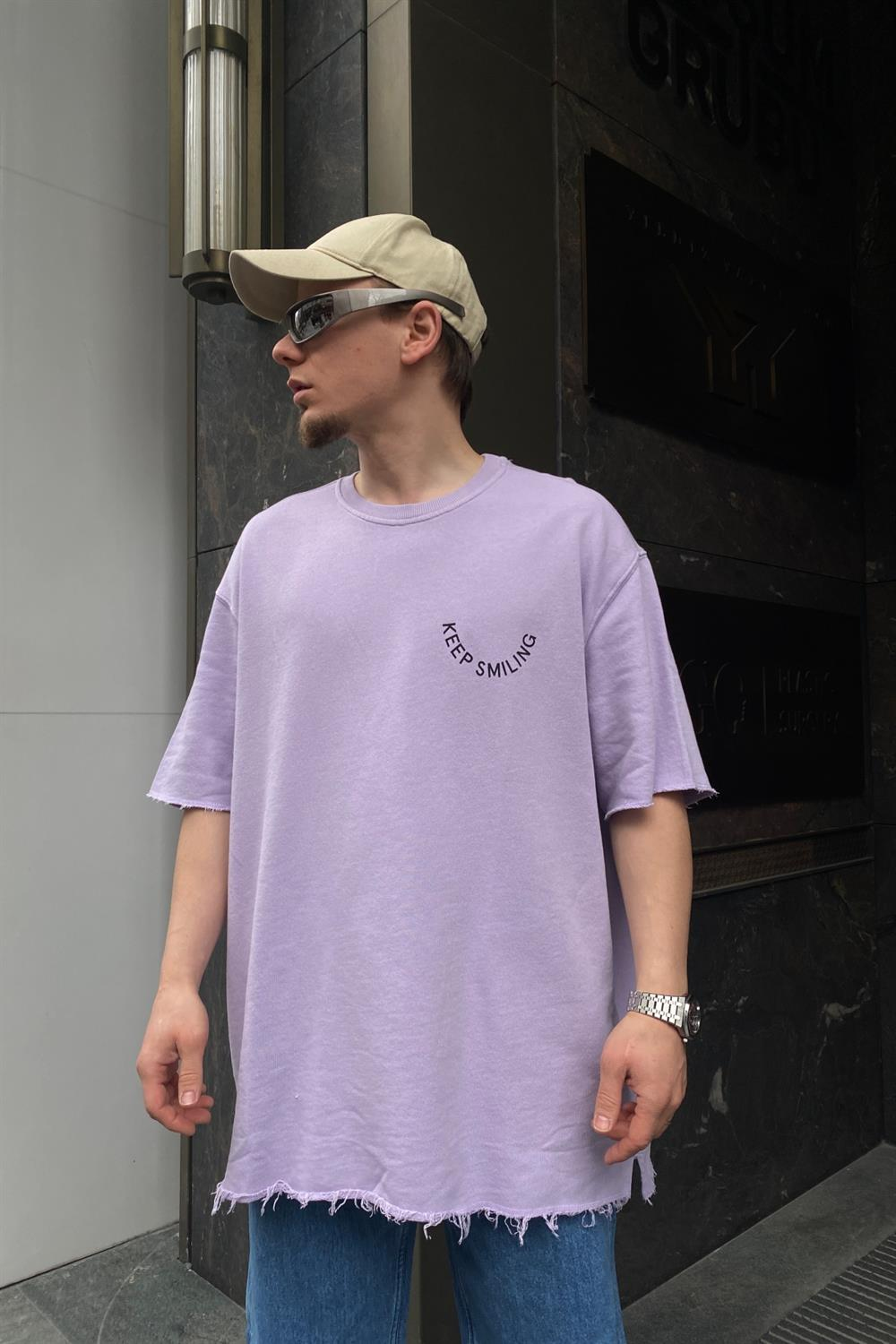 Keep Smiling Baskılı Oversize Tshirt T572