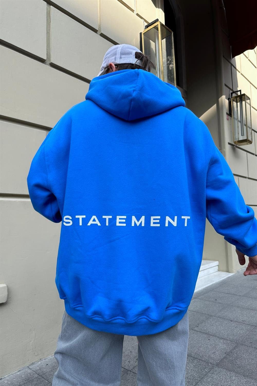 Kklb Mavi Sırt Baskılı Oversize Sweatshirt SW916