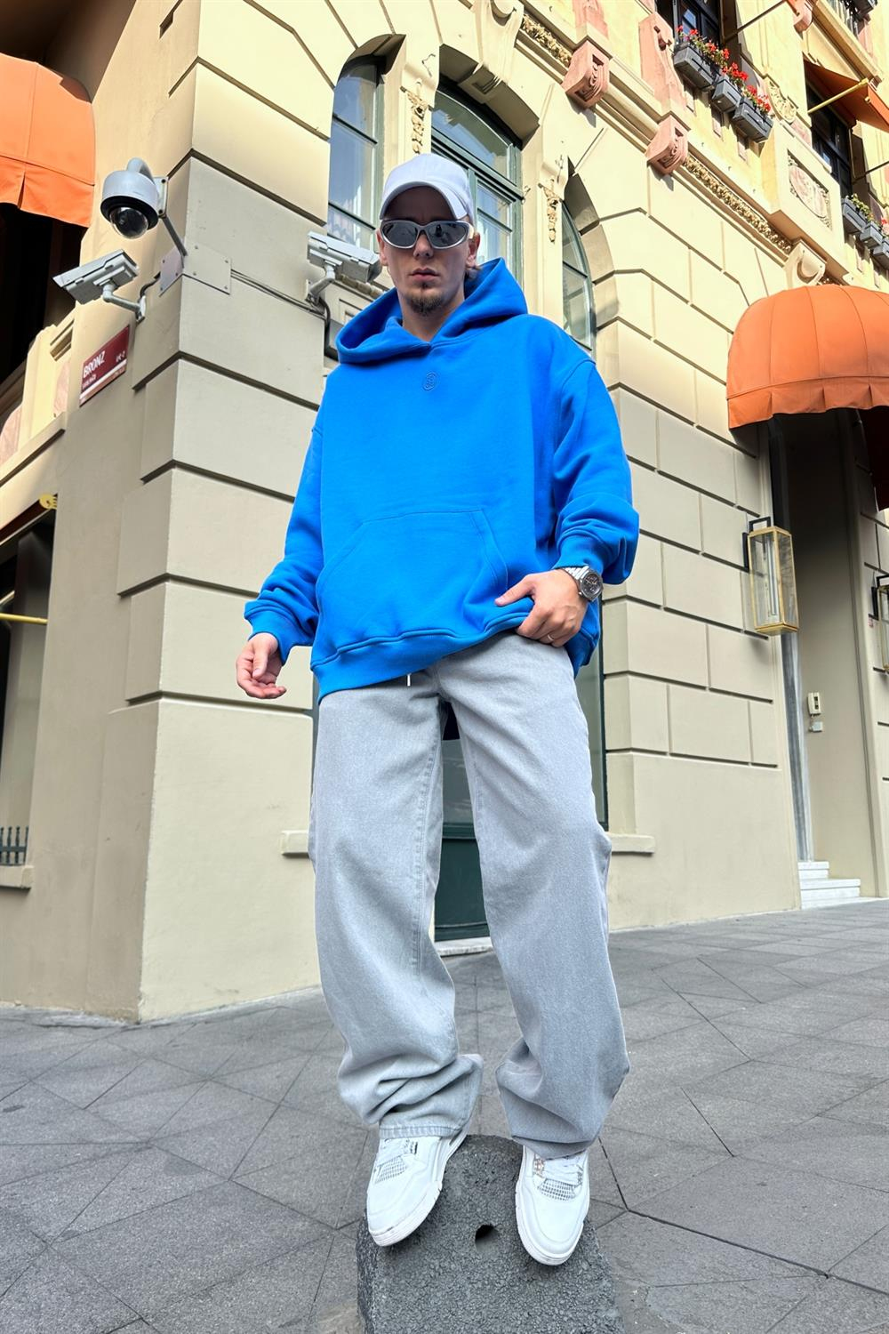Kklb Mavi Sırt Baskılı Oversize Sweatshirt SW916