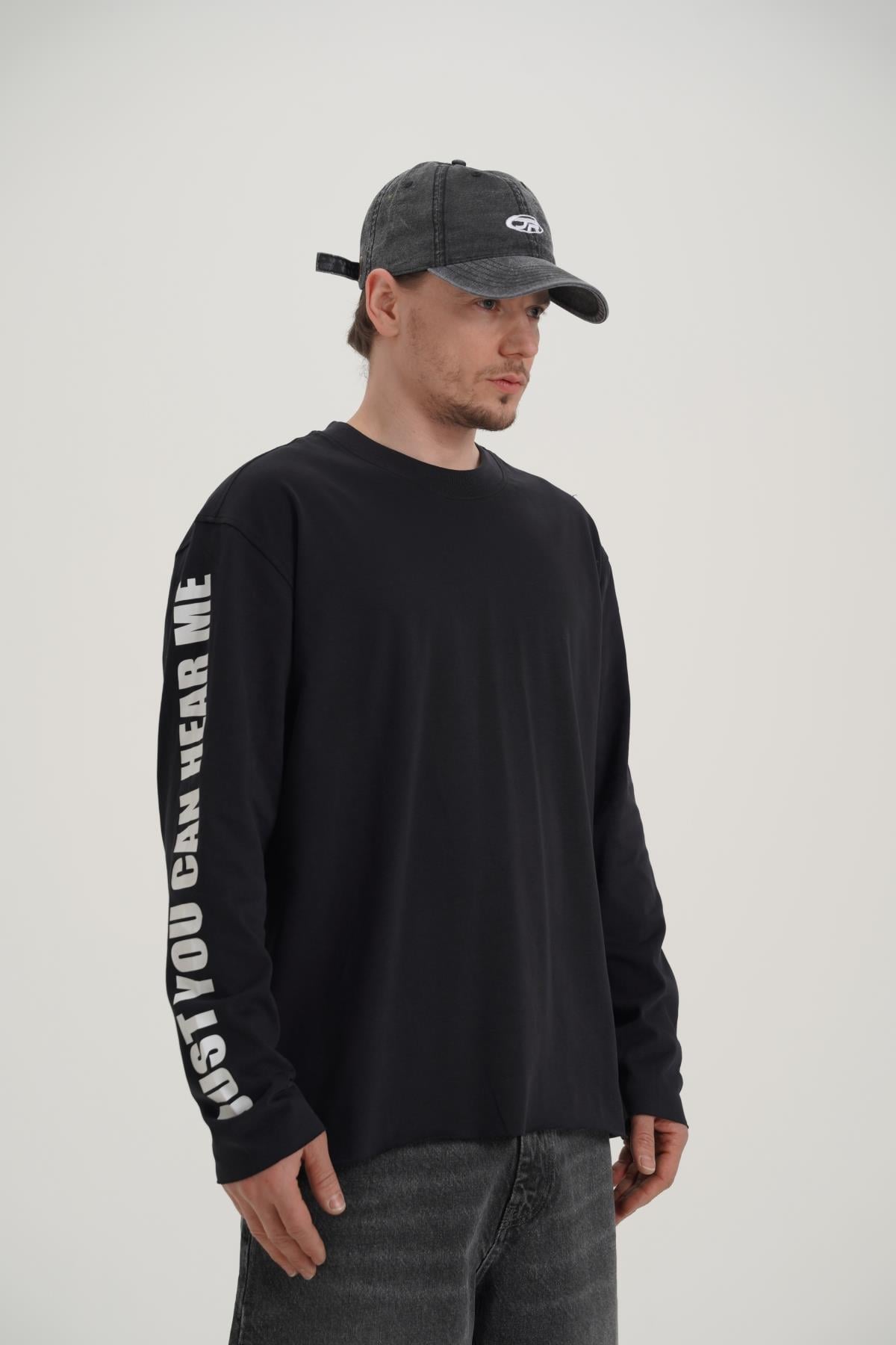Kol Baskılı Siyah Oversize Longsleeve CT01 26CK012