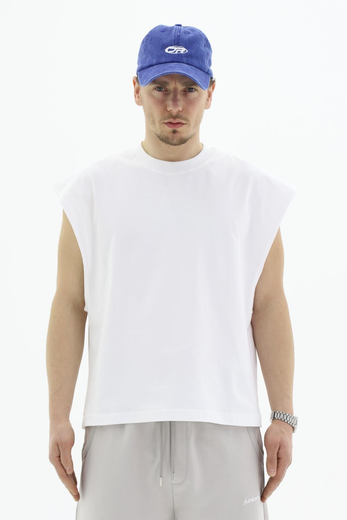 Kolsuz Beyaz Oversize Tshirt