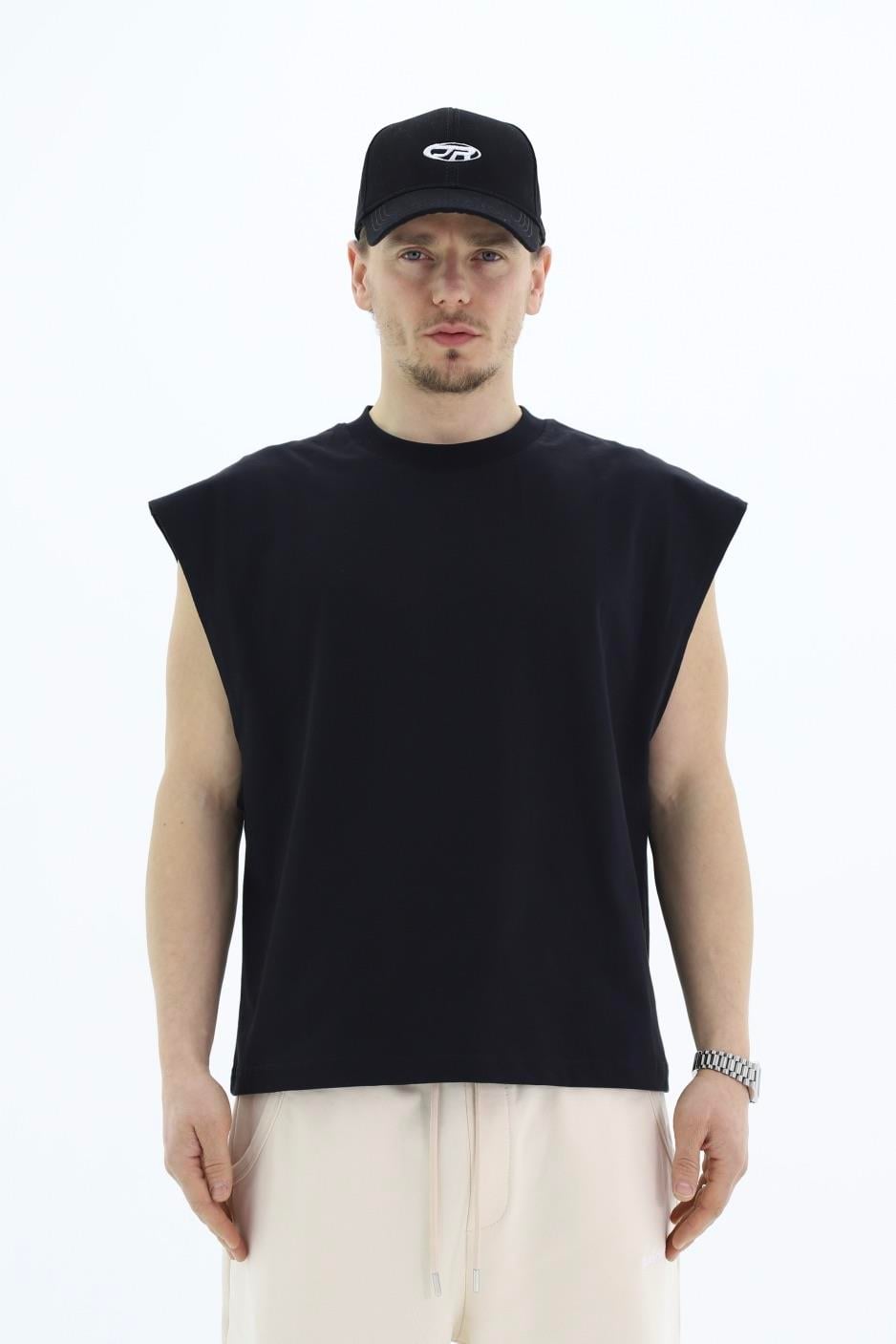 Kolsuz Siyah Oversize Tshirt